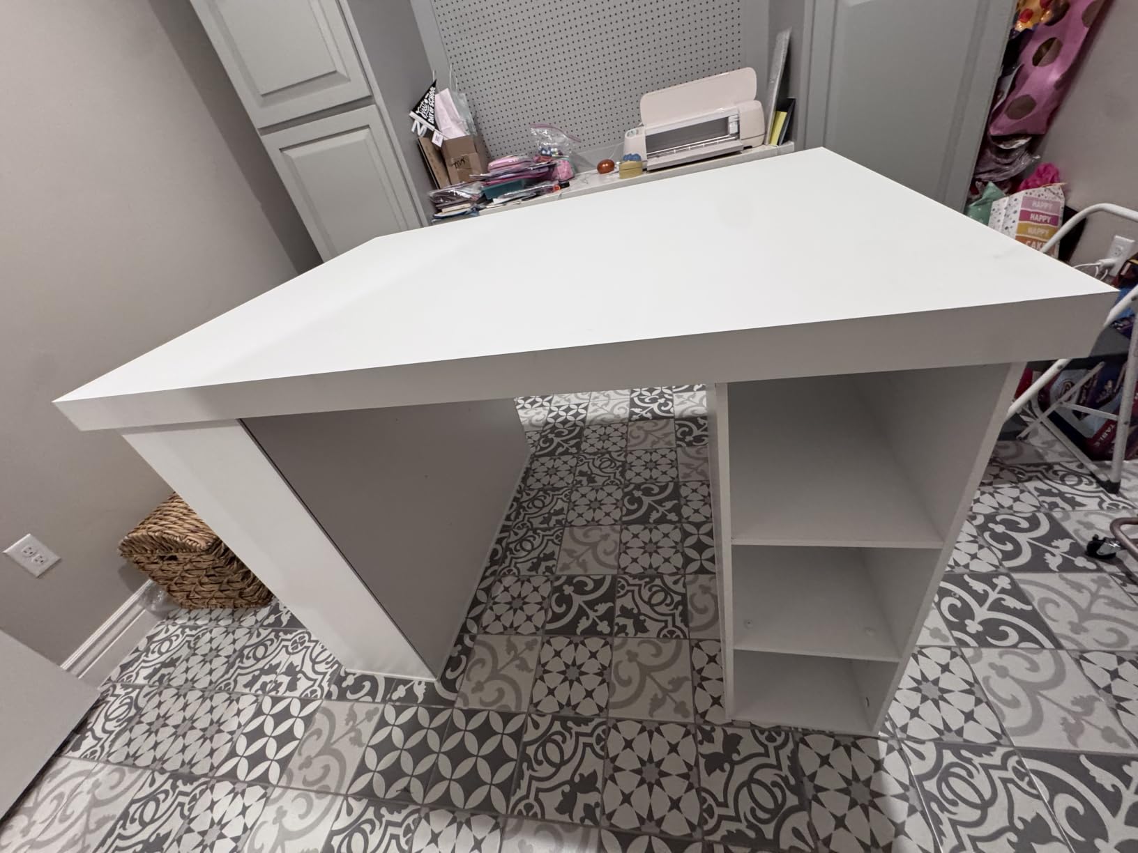Project Center Desk with Bookcase and 3 Bin Cabinet, Modern-White customer photo 1