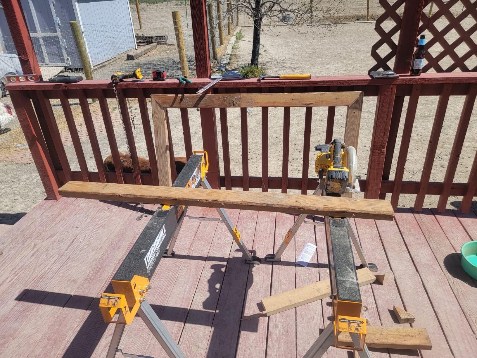 ToughBuilt - Folding Sawhorses, Heavy-Duty Adjustable Portable 2×4 Work Support for Jobsite, Carpentry & DIY, 2 Pack (TB-C300-2) customer photo 1