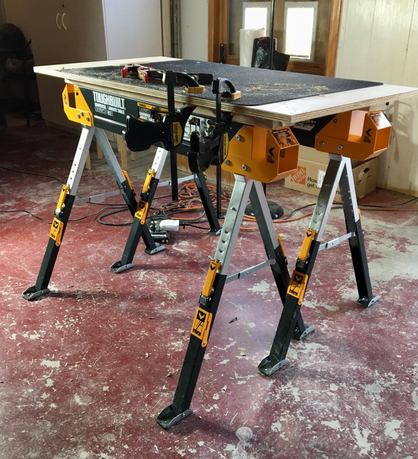ToughBuilt - Folding Sawhorses, Heavy-Duty Adjustable Portable 2×4 Work Support for Jobsite, Carpentry & DIY, 2 Pack (TB-C300-2) customer photo 2