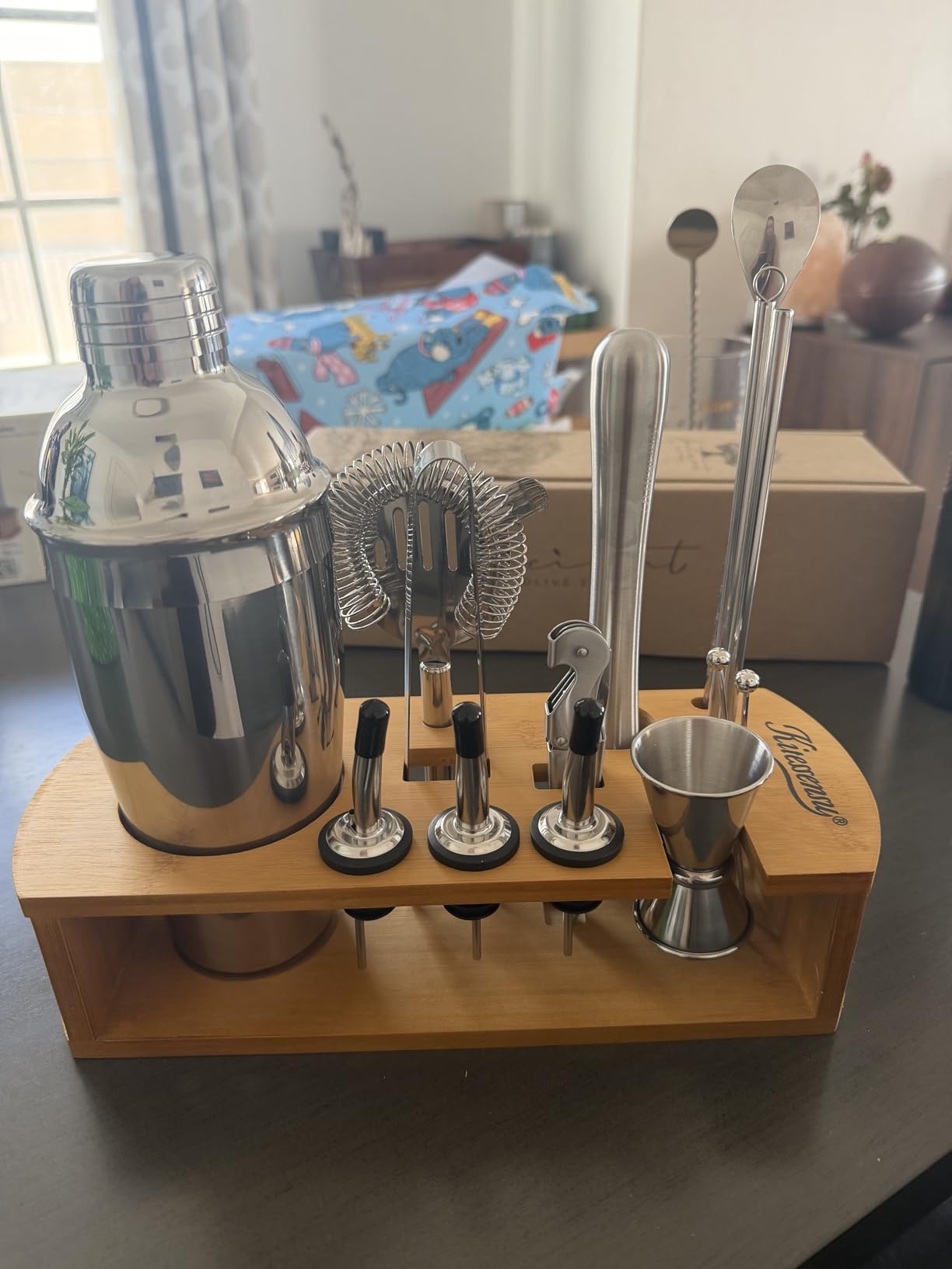 KITESSENSU Cocktail Shaker Set Bartender Kit with Stand | Bar Set Drink Mixer Set with All Essential Accessory Tools customer photo 2