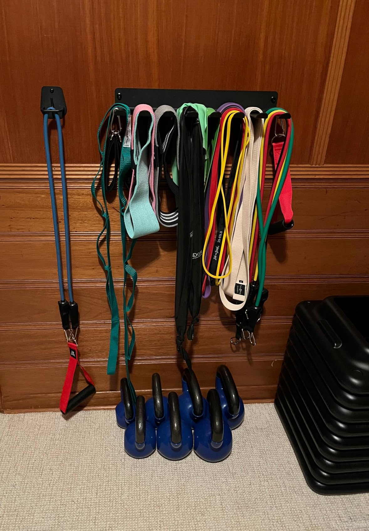 Multi-Purpose Gym Equipment Storage Rack Resistance Bands Storage Hanger Barbell Rack Heavy Duty Gym Rack for Exercise Bands, Lifting Belts and Jump Ropes customer photo 2