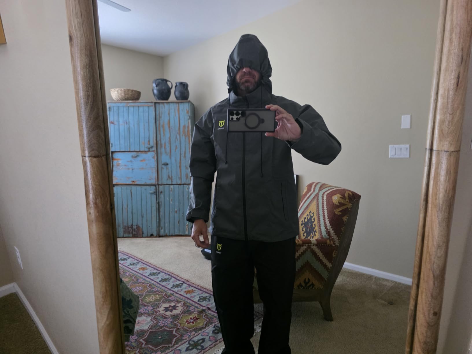 TIDEWE Rain Suit for Men, Waterproof Lightweight 2-Piece Rain Gear | Sealed seams, Adjustable hood cuffs and waist, High-density fabric, Fishing, Outdoor work, Hunting, Hiking, Storage bag customer photo 2