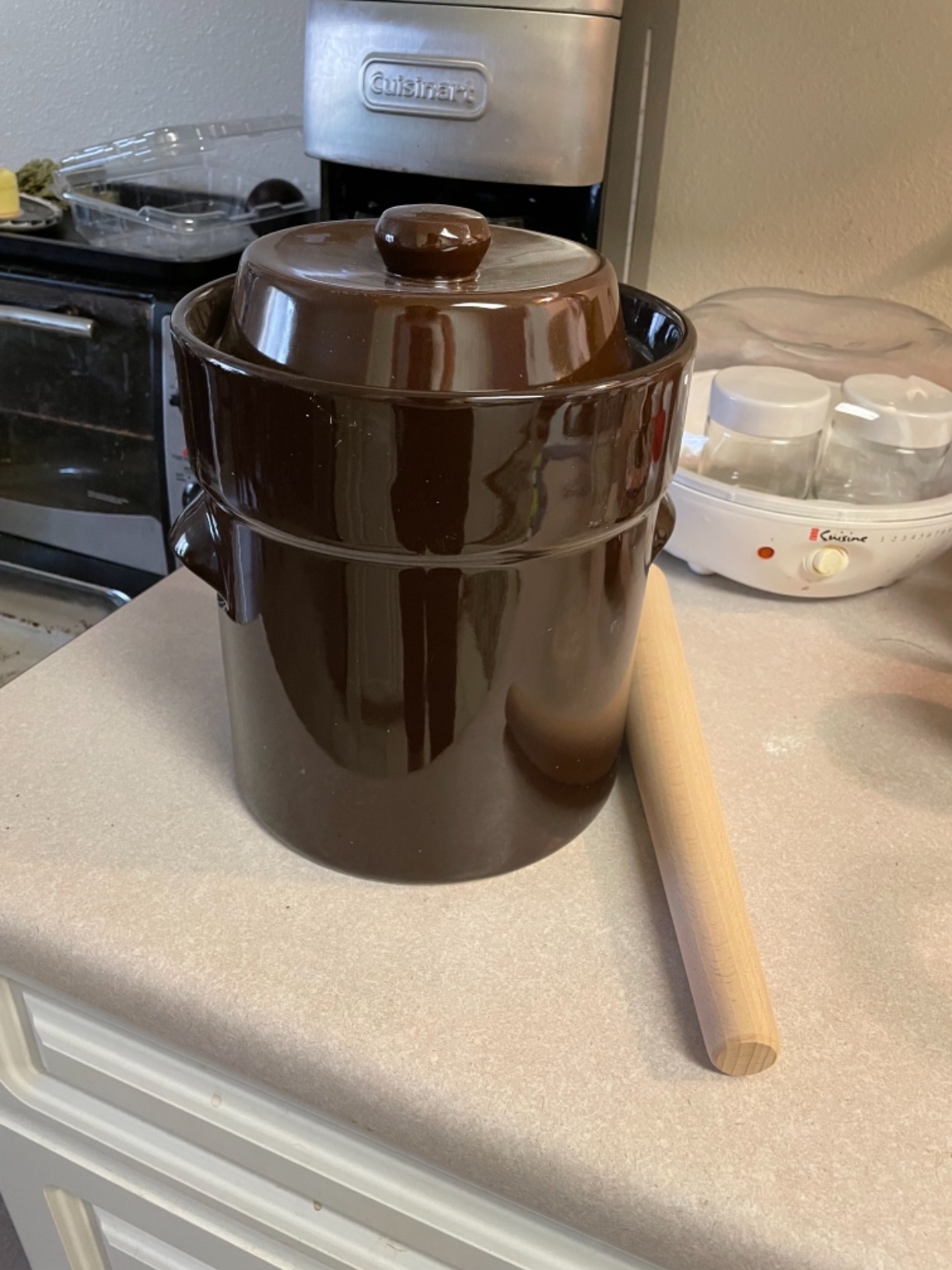 Fermentation Crock Jar 10 Liter/2.6 Gallon - Stoneware Pot for Fermenting, Pickling Kimchi, Pickles, Vegetables, Kombucha - Glazed Fermenter with Stone Weights, Lid customer photo 2