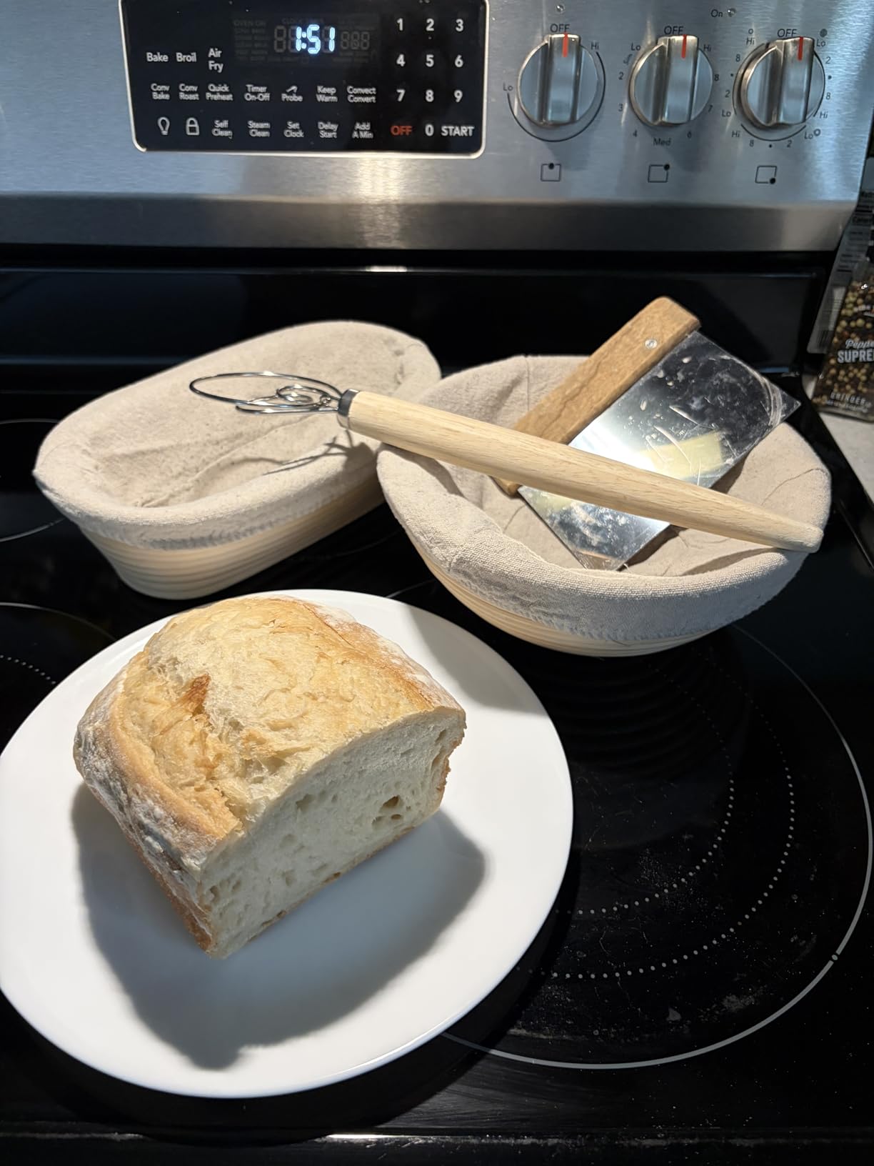 RORECAY Bread Banneton Proofing Basket Set, 9 Inch Round & 10 Inch Oval Cane Sourdough Baskets with Dough Whisk Lame Dough Scraper Bowl Scraper Silicone Brush Sourdough Bread Baking Supplies customer photo 2