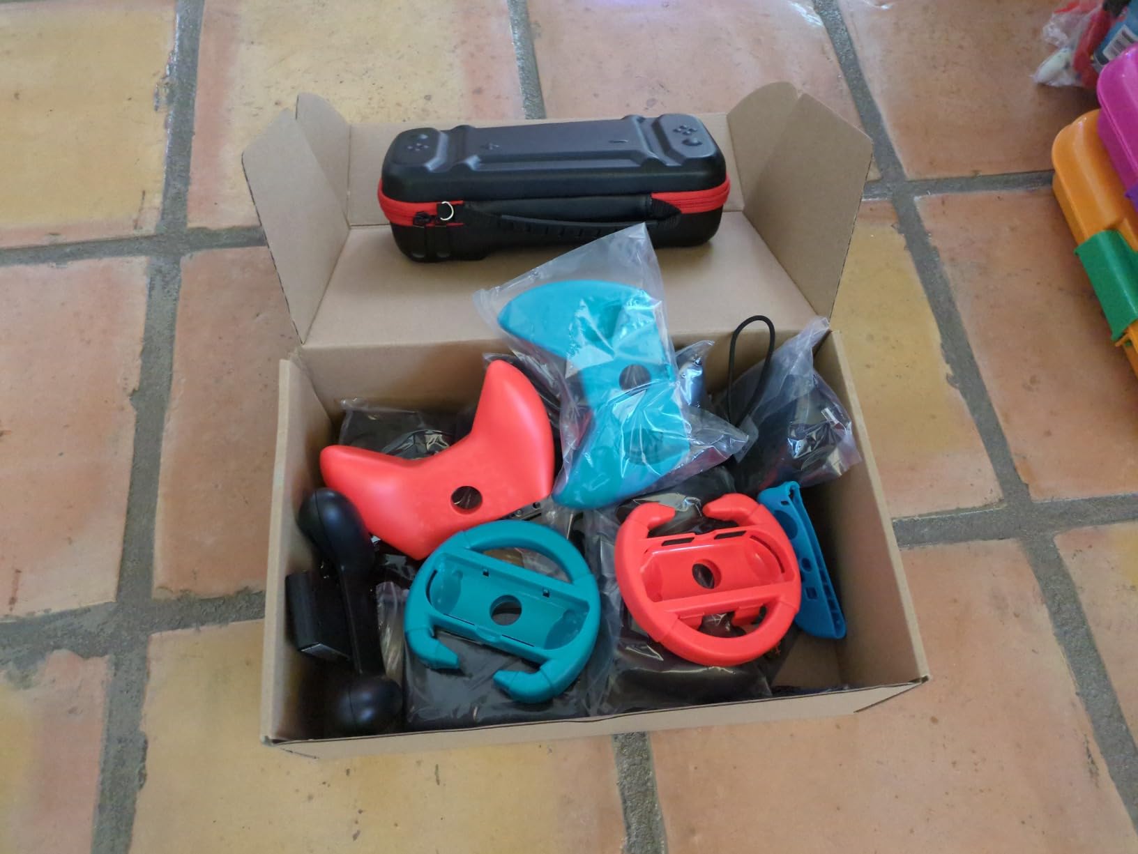 Switch Accessories - Family Bundle Accessories for Nintendo Switch | Carry Case& Screen Protector,4 Pack Joy Con Grips and Steering Wheels, Case Cover,Stand Mount,Joy Con Charger and More customer photo 1
