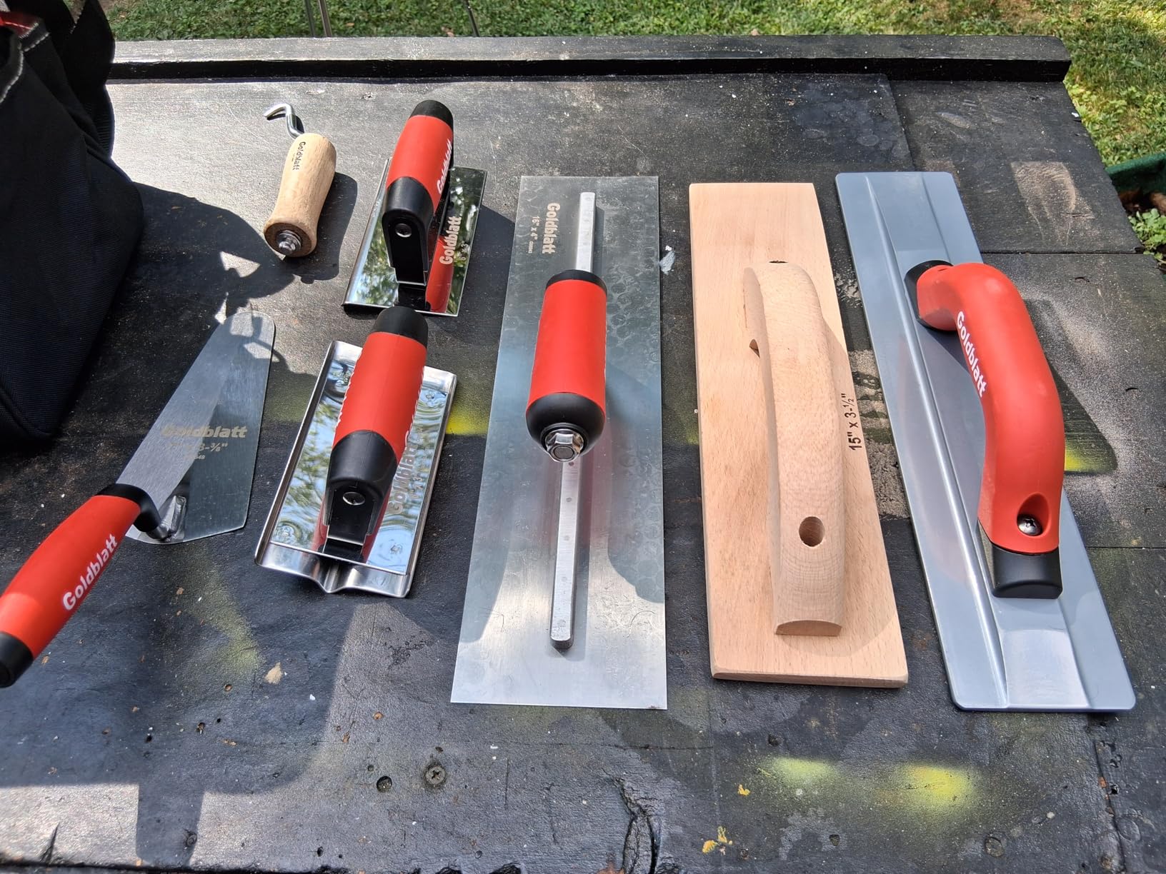 Goldblatt 8 Pieces Concrete Tools, Masonry Tool Kit for Cement Finishing | Hardened Steel Masonry Trowel, Magnesium Float, Concrete Hand Float, Groover, Edger, for Concrete Finishing & Cement Work customer photo 1