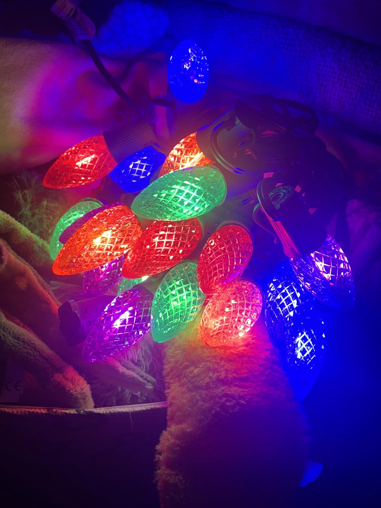 YULETIME Cool White C9 Christmas String Lights, 25 ft 25 LED Faceted Bulbs | E17 Base, Full-size C9 Strawberry Bulbs, Shatterproof, Waterproof Outdoor, End-to-End Connectable, 25 Lights, 12