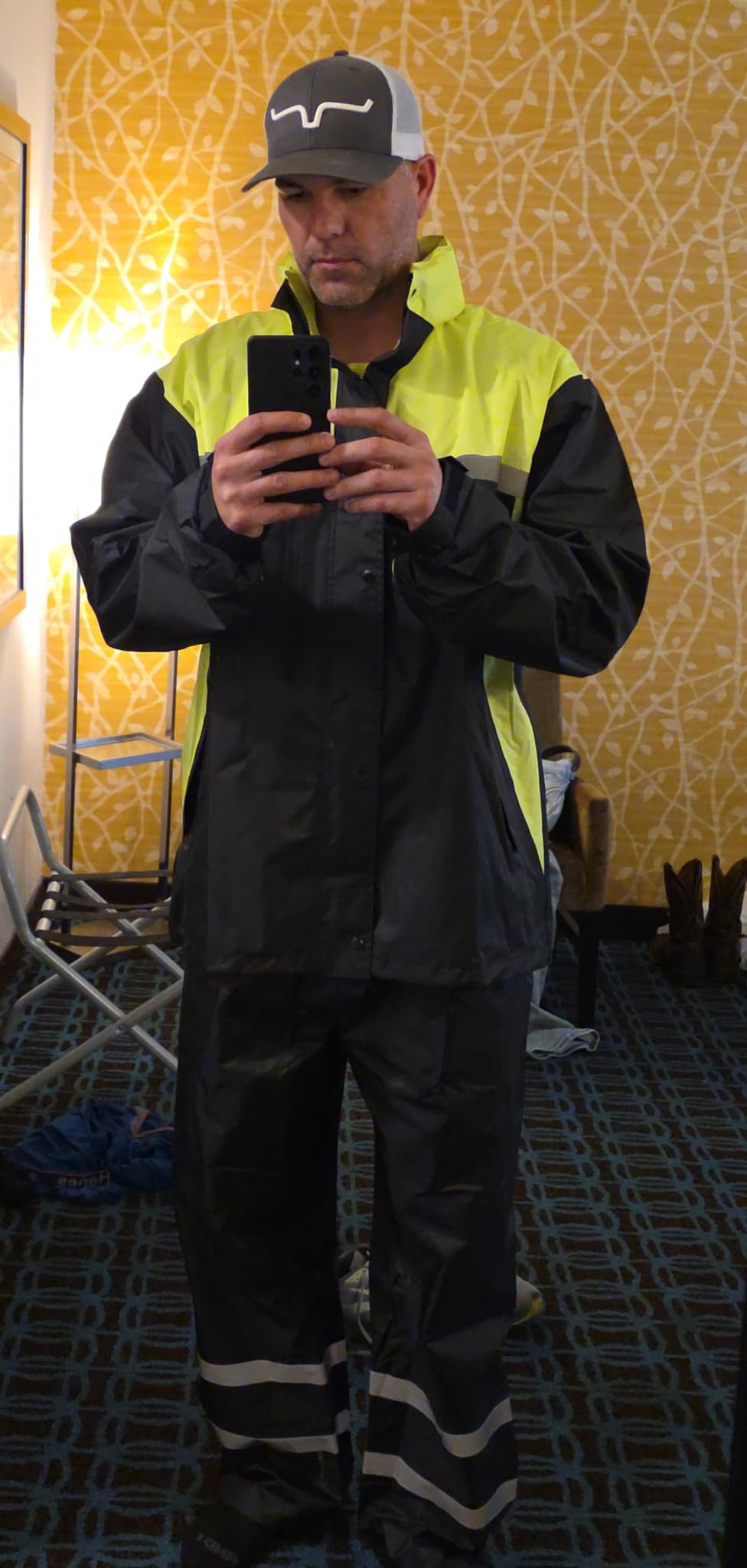 Men's Rain Suit High Visibility Reflective Work Rain Jacket Pants for All Sport Farm Fishing Motorcycle customer photo 2