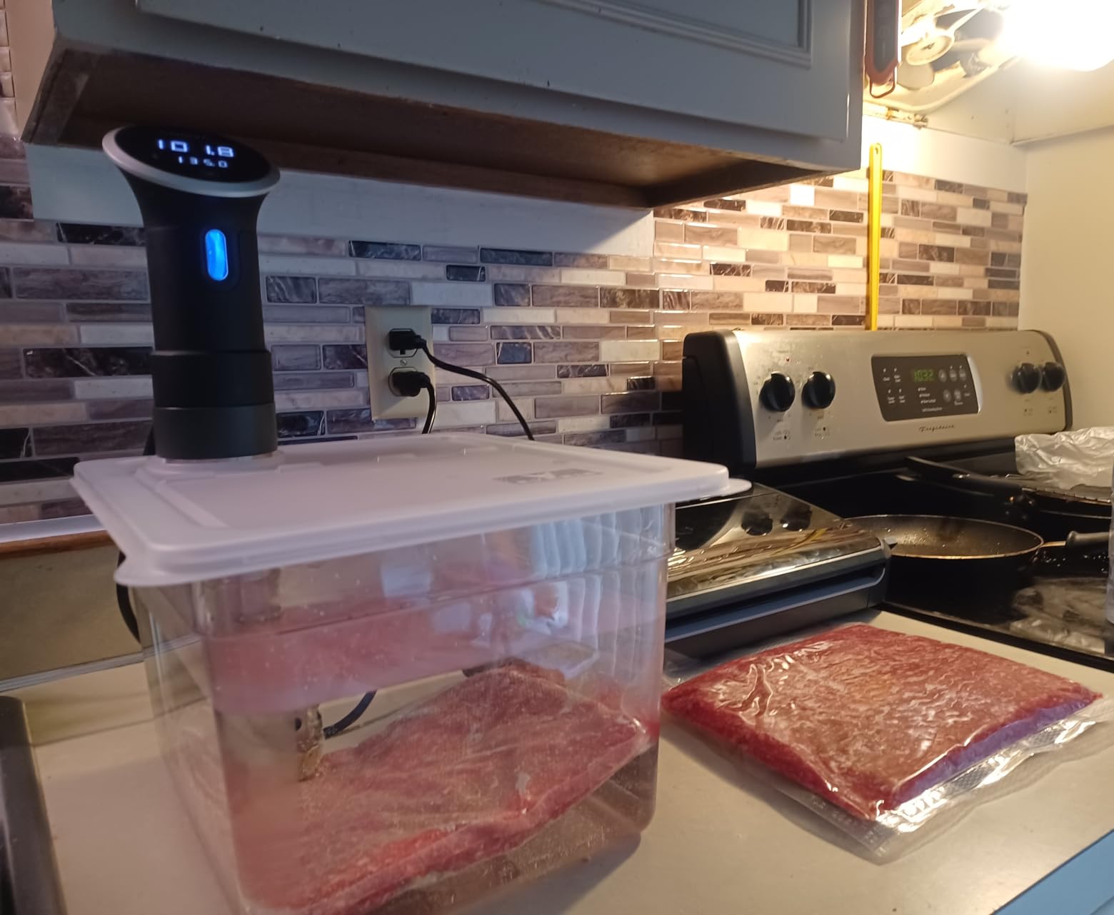 EVERIE Sous Vide Container with Lid and Rack, 12 Quart Sous Vide Container Kit with Universal Collapsible Hinged Lid, Compatible with Anova, Inkbird, Breville, Joule, Wancle and Most Clip-On Sous Vide Cookers customer photo 1