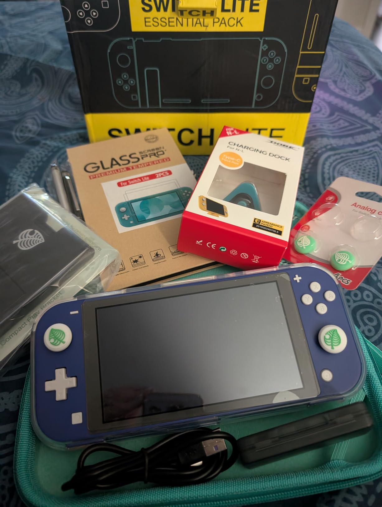 Switch Lite Case 16-in-1 Accessories Bundle for Nintendo Switch Lite (2019) | Carrying Case,TPU Case Cover with Screen Protector,Charging Dock,Playstand, Game Card Case, USB Cable, Stylus,Thumb Grip Caps customer photo 1