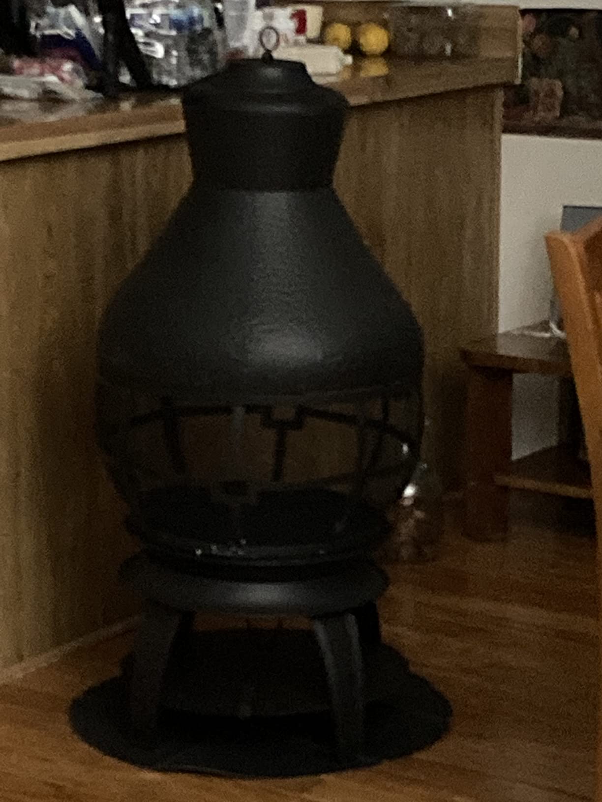 Giantex Wood Burning Chiminea, Heavy Duty Fireplace Chiminea for Patio | Wood Fire Pit w/ 2-piece Log Grate, Premium Rain Cap & Fire Poker, 360° Fire Retardant Mesh Cover, Ideal for Garden, Backyard customer photo 1