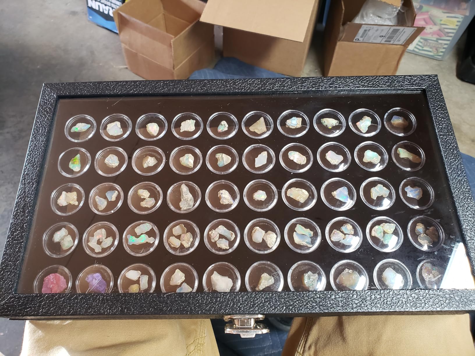 MOOCA Glass Top Jewelry Display Case with 50 Gem Jars, Black customer photo 1