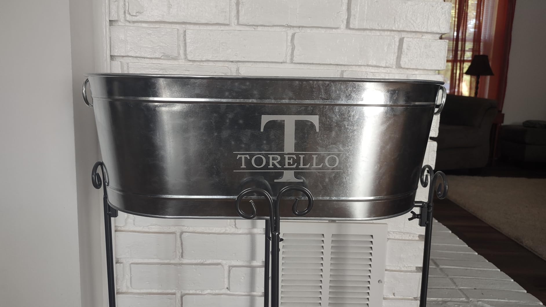 Let's Make Memories Personalized Beverage Tub w/Stand - Galvanized Beverage Tub - Customized Name & Initial - Drink Cooler - 5.5 Gallons customer photo 1
