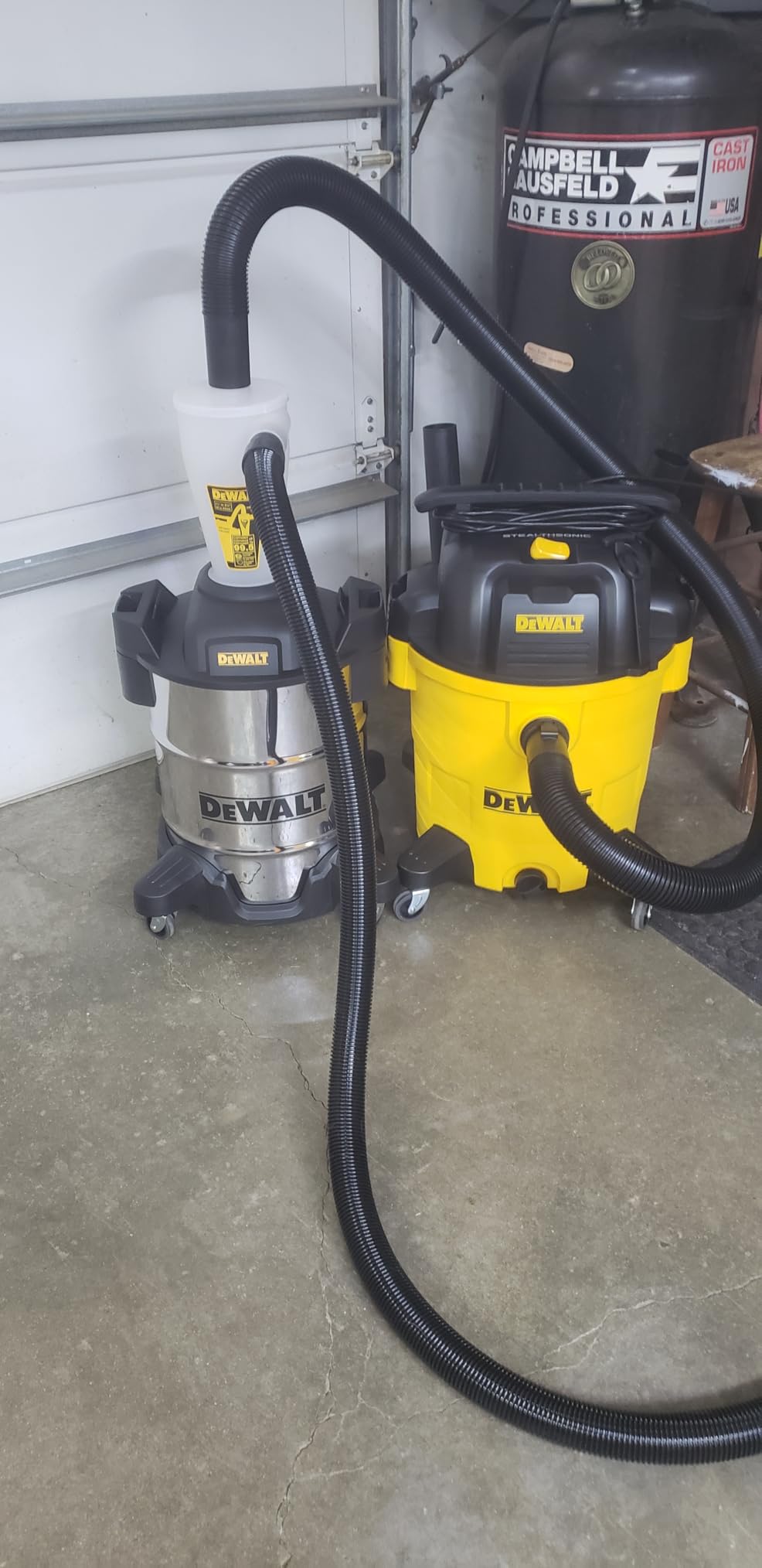 DEWALT Dust Separator with 10 Gallon Stainless Steel Tank, 99.5% Efficiency Cyclone Dust Collector, High-Performance Cycle Powder Collector Filter, DXVCS003, White customer photo 2