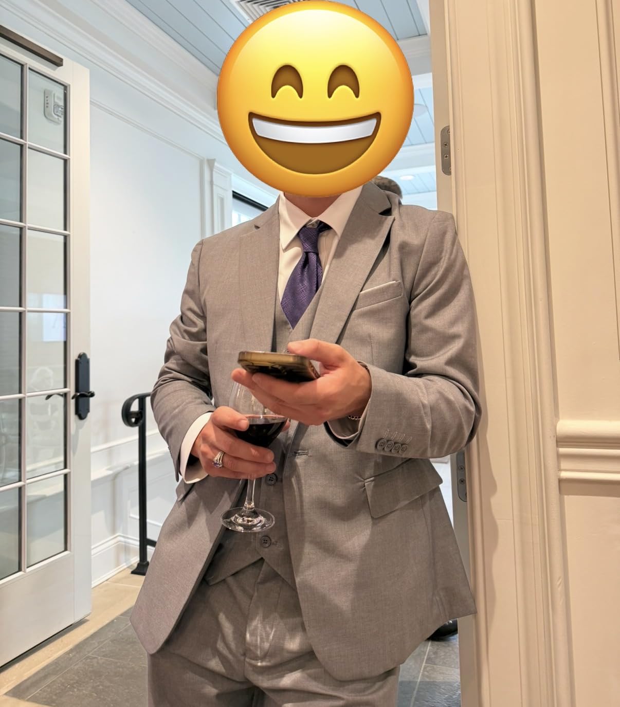 WULFUL Men's Slim Fit Suit One Button 3-Piece Blazer Dress Business Wedding Party Jacket Vest & Pant customer photo 1
