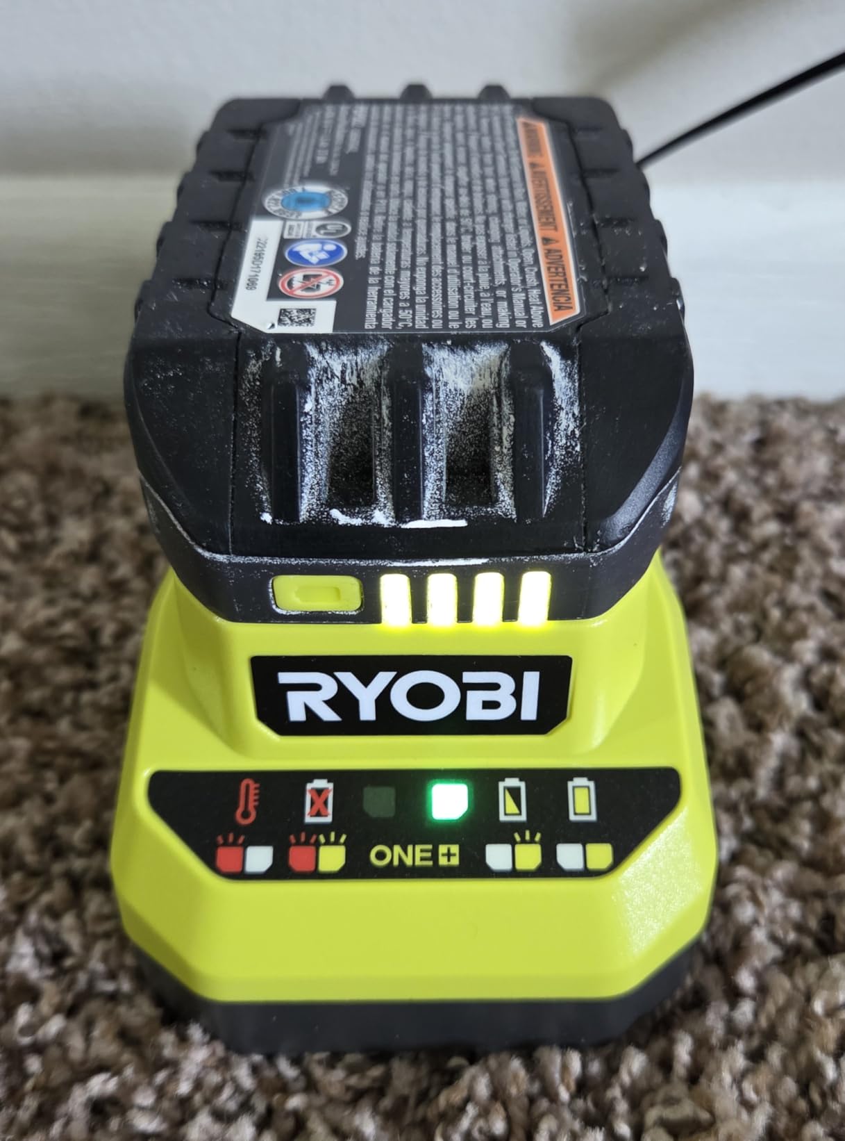 TTI 18-Volt Ryobi Charger PCG002, Fast Charging Design, LED Status Indicator, Compact Housing, Wall Mount Capability customer photo 1