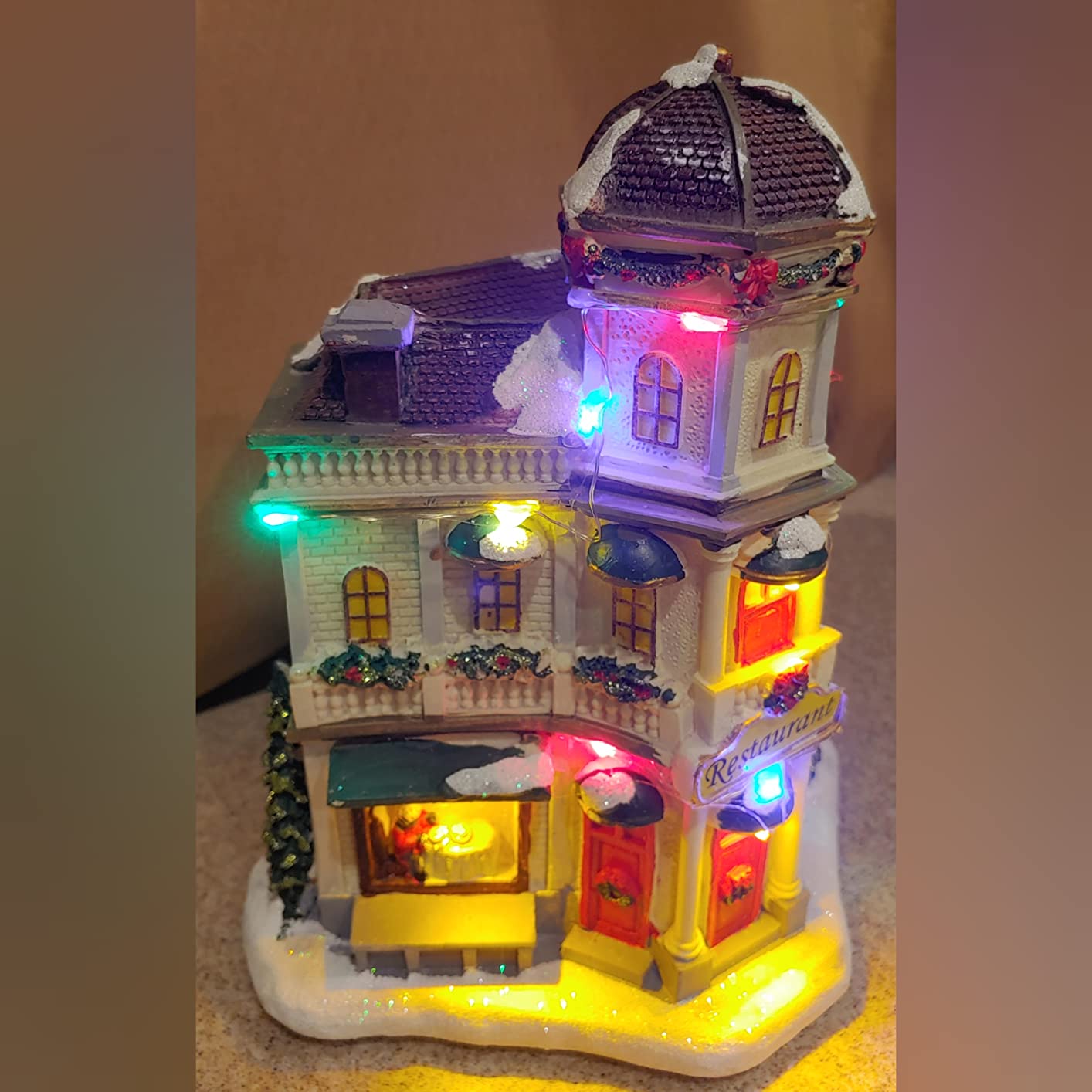 Christmas Village Restaurant - Lighted Musical Snow Village Collectible Building Houses - Perfect Addition to Your Christmas Indoor Decorations & Holiday Displays customer photo 2