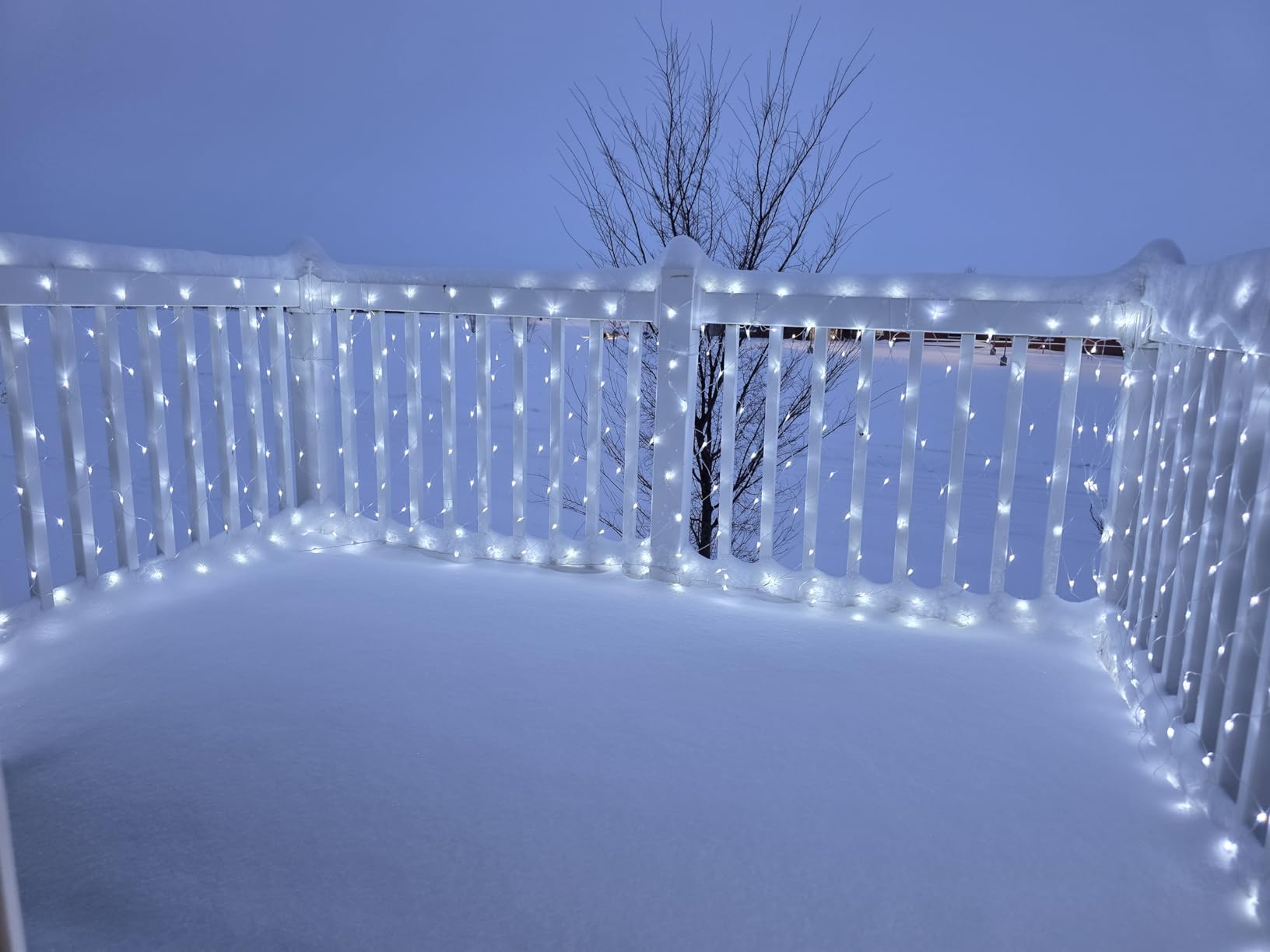 Dazzle Bright Christmas 360 LED Net Lights, 12FT x 5 FT Connectable Waterproof String Lights Clear Wire with 8 Modes, Christmas Decorations for Indoor Outdoor Xmas Party Yard Garden Decor (White) customer photo 2