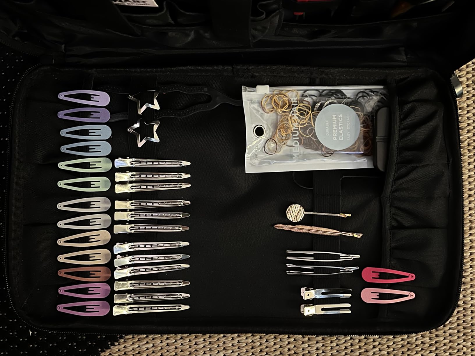 Large Capacity Hairdresser Bag with Adjustable Dividers, Black | Travel Barber Case Holds Various Hair Cutting Tools, NO ACCESSORIES customer photo 1