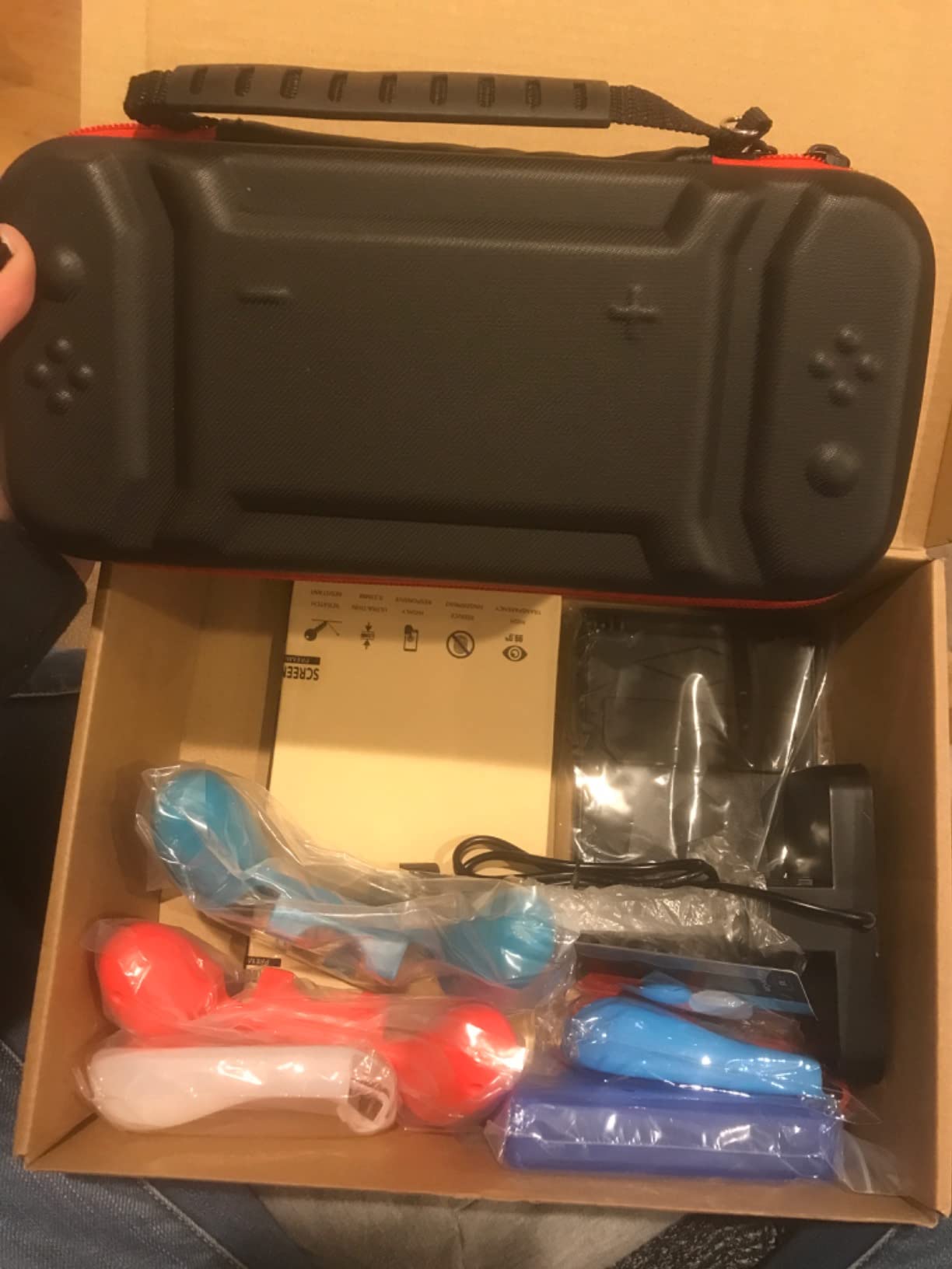 Accessories Bundle Pack for Nintendo Switch OLED Model(2021), Family Party Kit with Carrying Case, Joy Con Charging Dock, Grips, Covers, Steering Wheels, Mount, Screen Protectors, Caps(23 in 1) customer photo 2