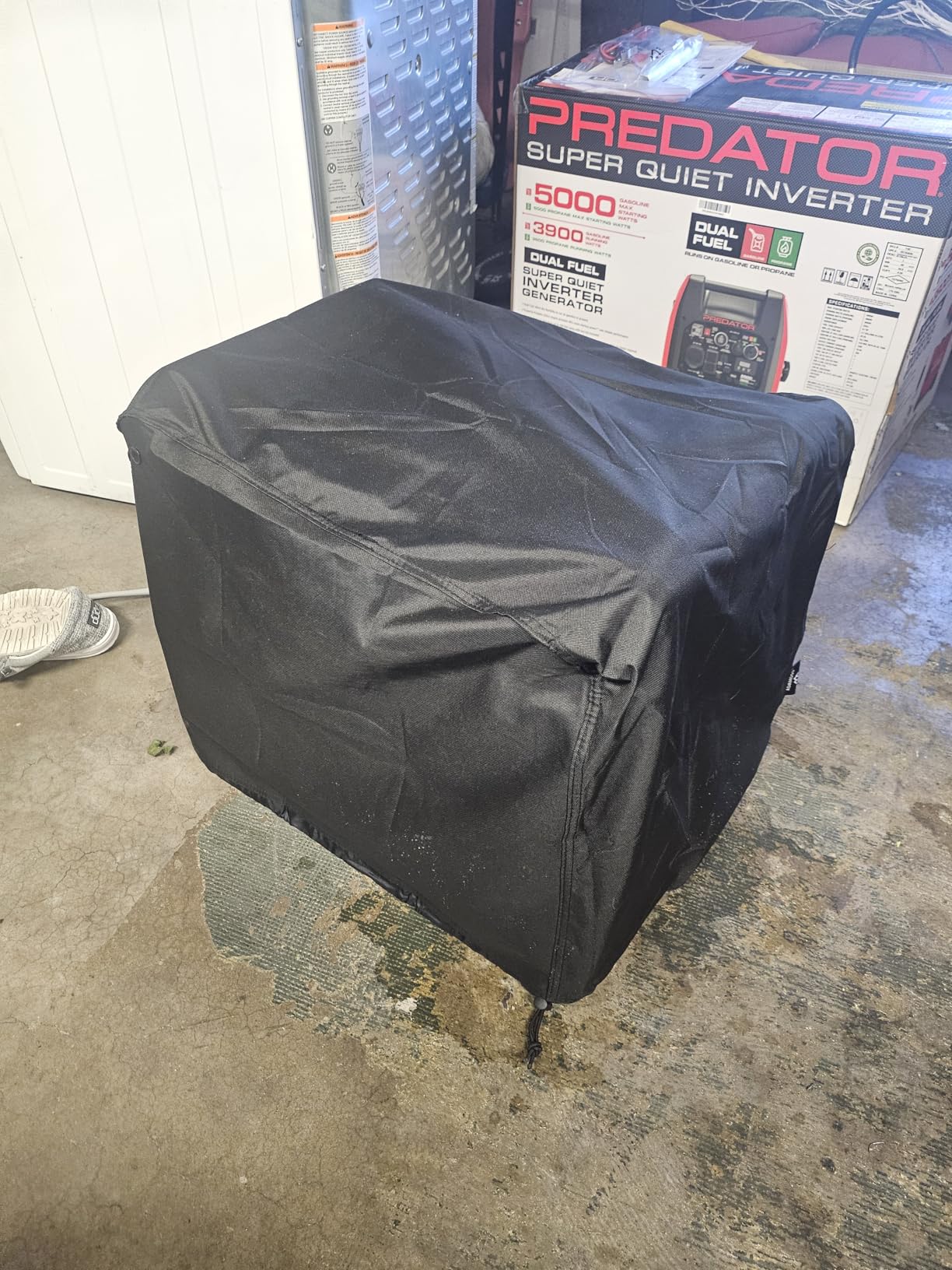 Generator Cover Waterproof, Heavy Duty Thicken 600D Polyester with Elastic Drawstring, Weather/UV Resistant Generator Cover for Universal Portable Generators 3000-5000 Watt (25''L x 24''W x 21''H) customer photo 1
