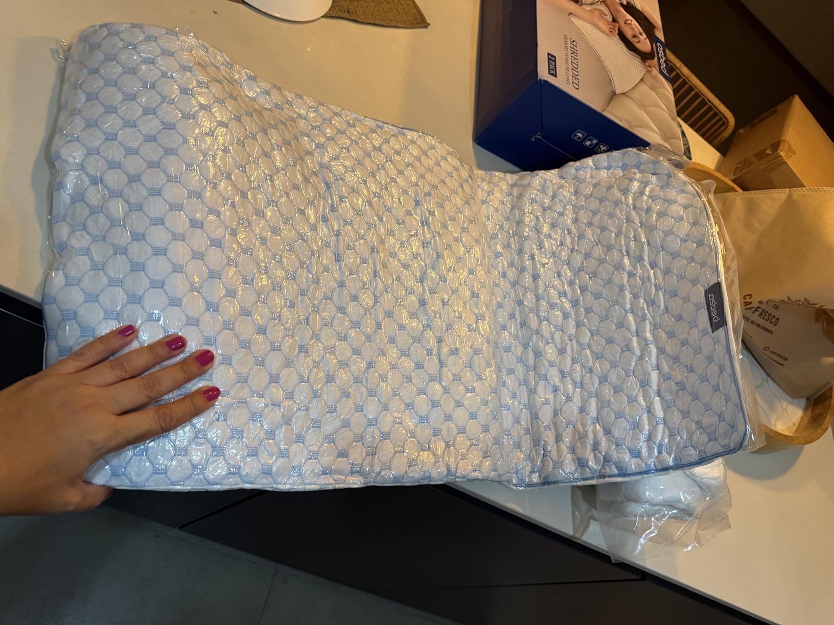 OSBED Shredded Memory Foam Pillows Queen Size Set of 2 | Neck pain relief, supportive, odorless, cooling pillow, adjustable, washable, CertiPUR-US hypoallergenic adult pillow customer photo 2