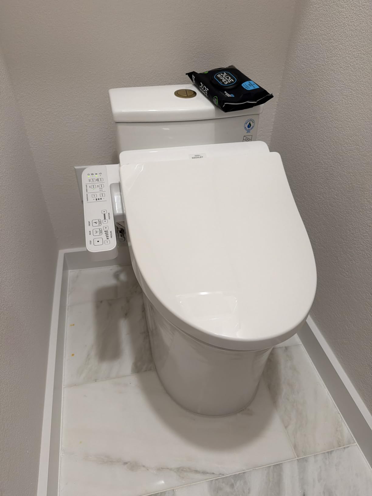TOTO WASHLET A2 Electronic Bidet Toilet Seat with Heated Seat and SoftClose Lid, Elongated, Cotton White - SW3004#01 customer photo 2
