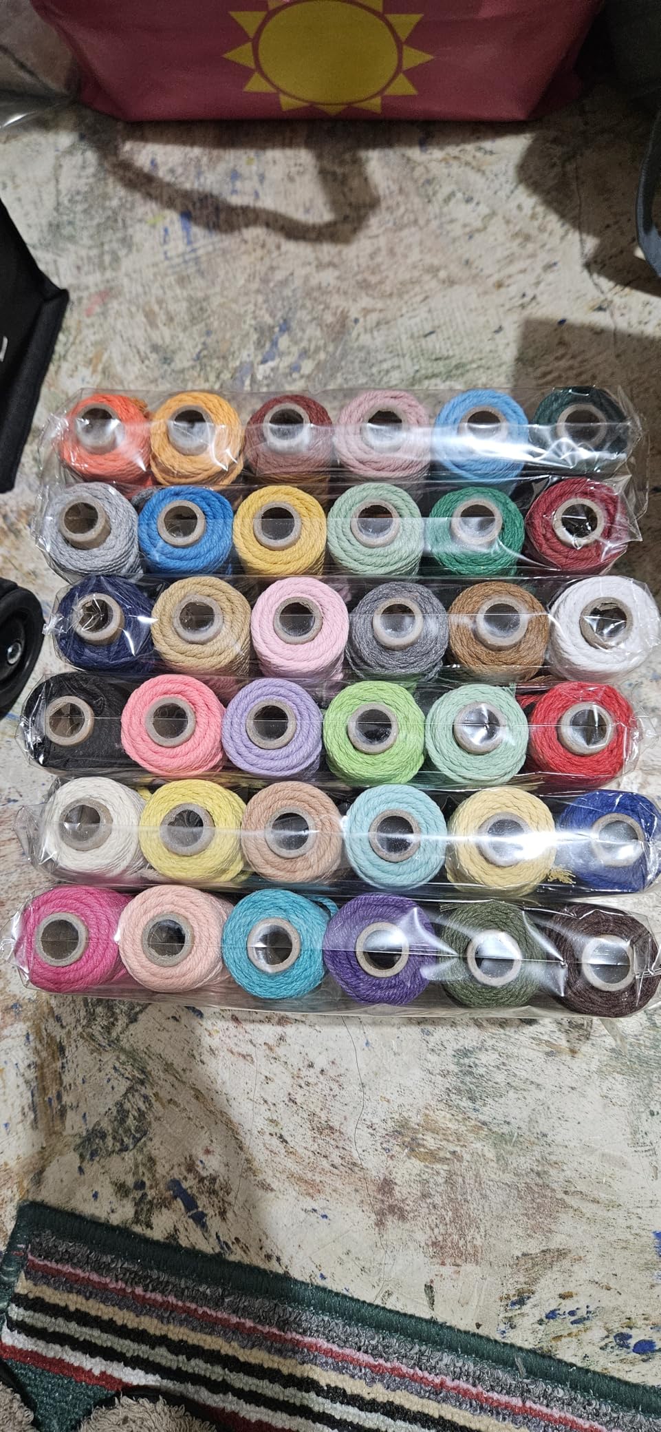 Macrame Cord 3mm x 594 Yards, 18 Rolls Natural Colored Macrame Cotton Cord Rope Kit Color Variety Macrame Jute Twine String 4 Strand Twisted for Wall Hanger Plant Hanging DIY Knitting Macrame Supplies customer photo 1