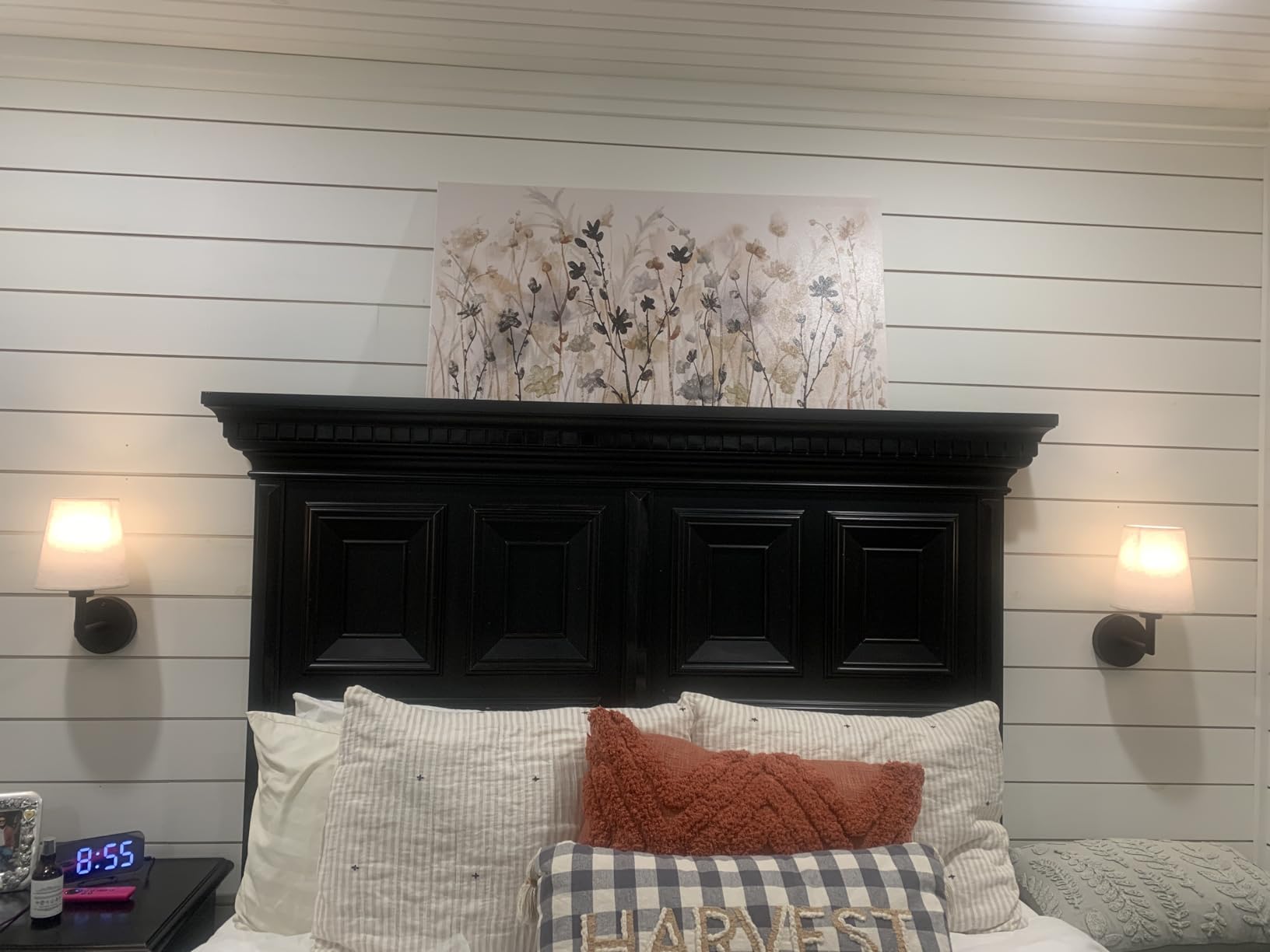 Abstract Floral Canvas Wall Art Grey Cream White Grass Flowers Canvas Pictures Modern Landscape Painting Botanic Artwork for Living Room Bedroom Kitchen Office Wall Decor Ready to Hang 20