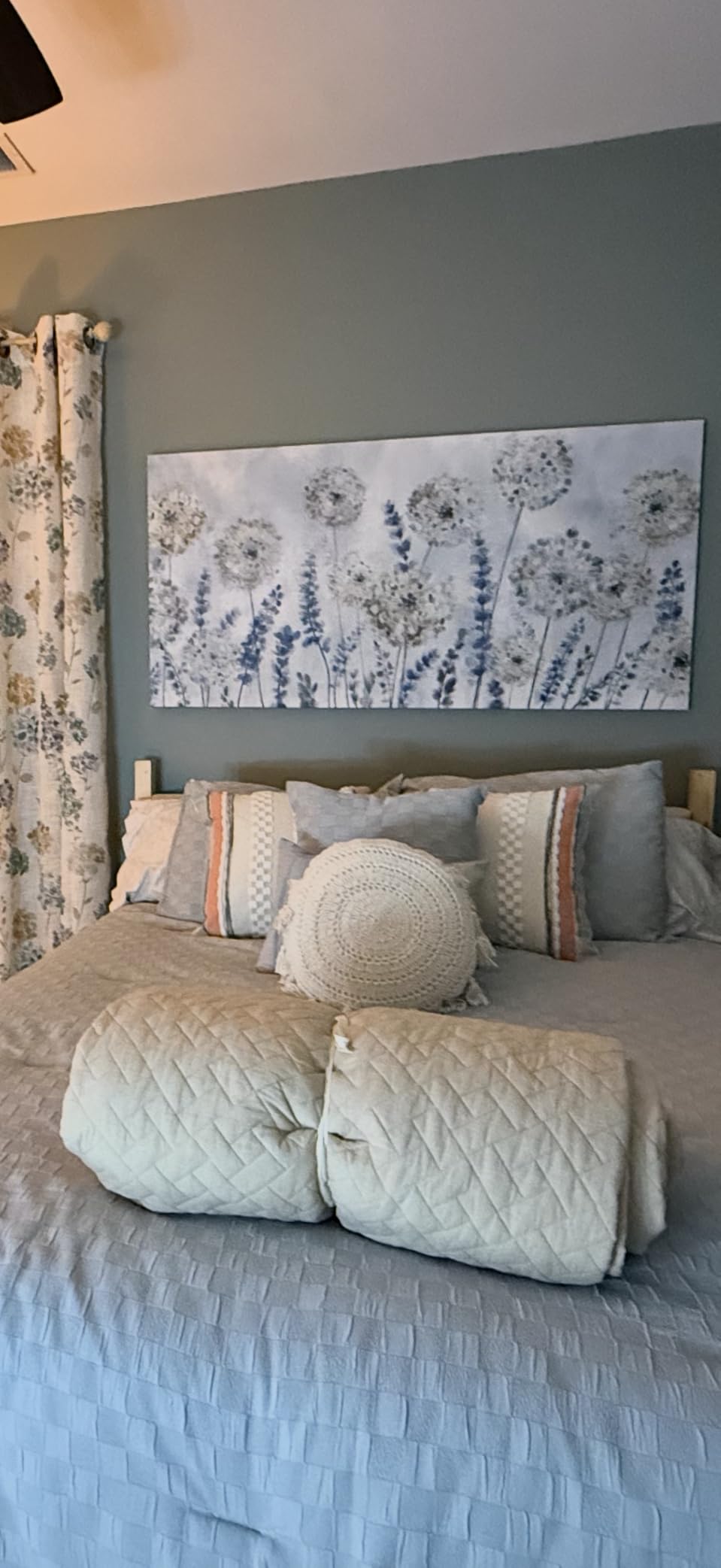 Abstract Floral Canvas Wall Art Grey Cream White Grass Flowers Canvas Pictures Modern Landscape Painting Botanic Artwork for Living Room Bedroom Kitchen Office Wall Decor Ready to Hang 20