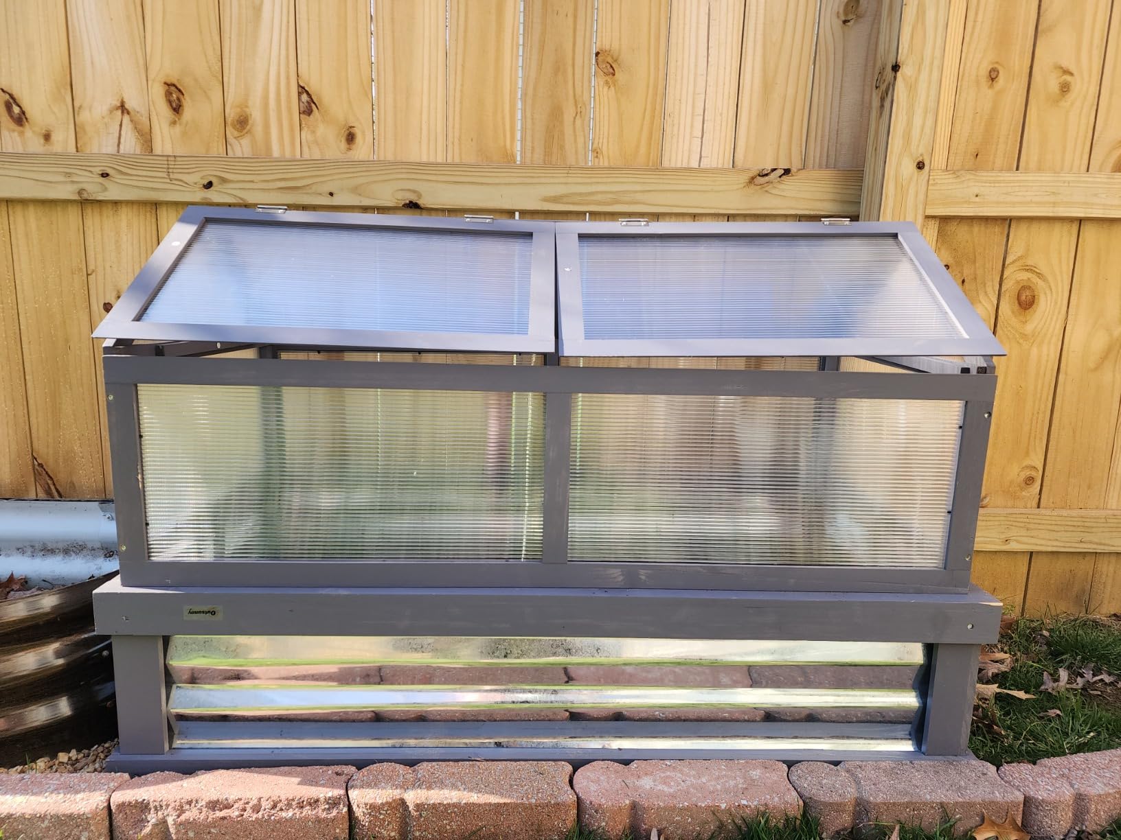 Outsunny Raised Garden Bed with Polycarbonate Greenhouse, Wooden Garden Cold Frame Greenhouse, Flower Planter Protection, 48