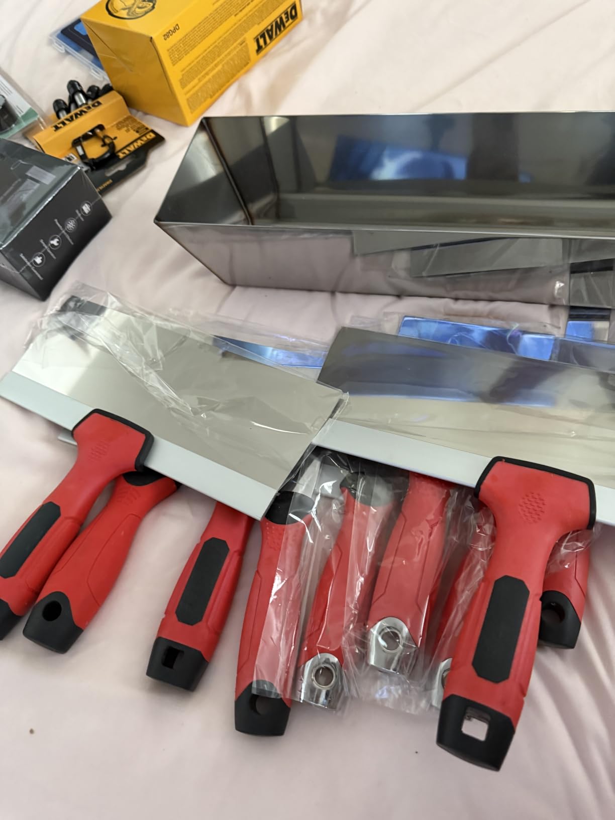 Drywall Tool Kit Putty Knife Set, 8PCS | Stainless Steel, Multiple Knives, Paint Scraper, Mud Pan, For Drywall repair & Finishing & Patching customer photo 1