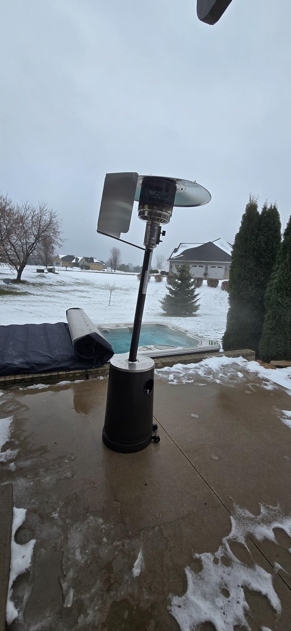 EAST OAK 50,000 BTU Patio Heater with Sand Box, Table Design, Double-Layer Stainless Steel Burner, Wheels, Triple Protection System, Outdoor Heater for Home and Residential, Polar Night customer photo 1
