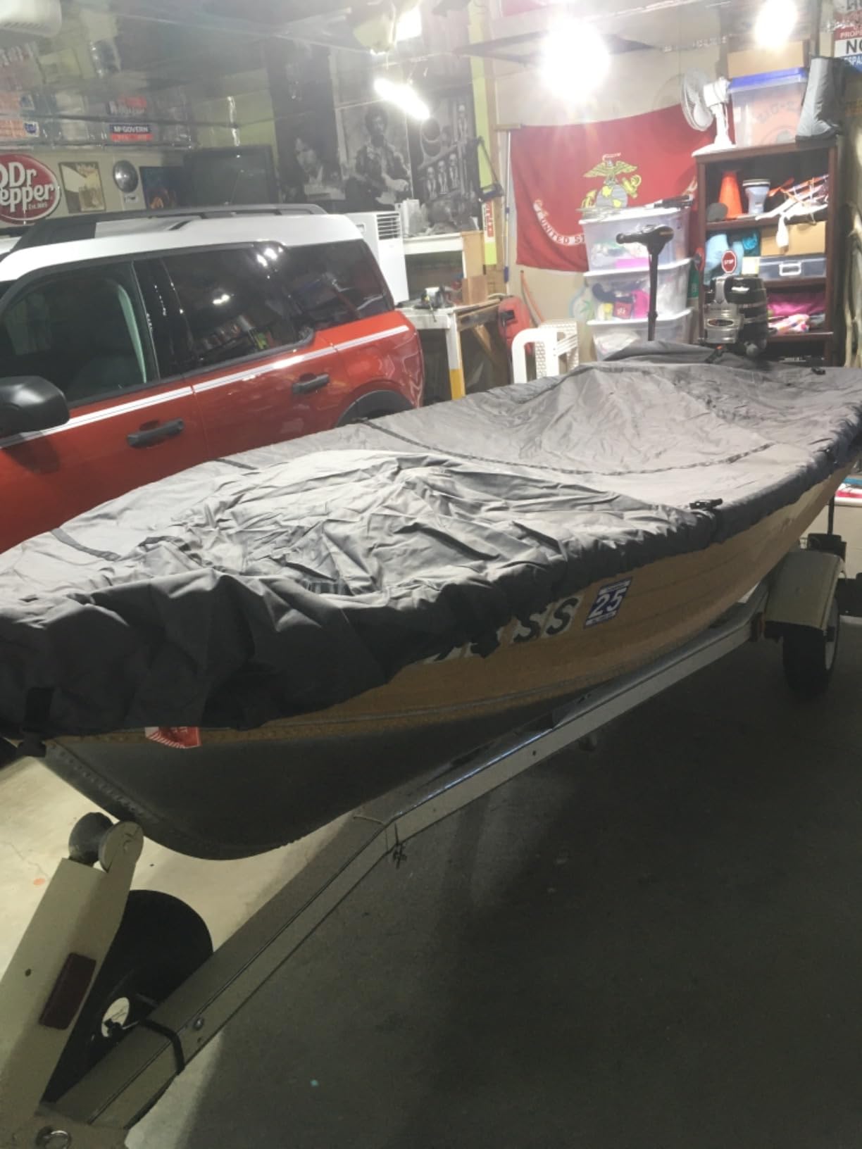 Jon Boat Cover 10-12ft, 1200D 5-Layer Waterproof Oxford Fabric, Heavy Duty UV Protection Fade and Tear Resistant Trailerable Mooring Cover, Marine Grade Reinforced Adjustable Side Straps customer photo 2