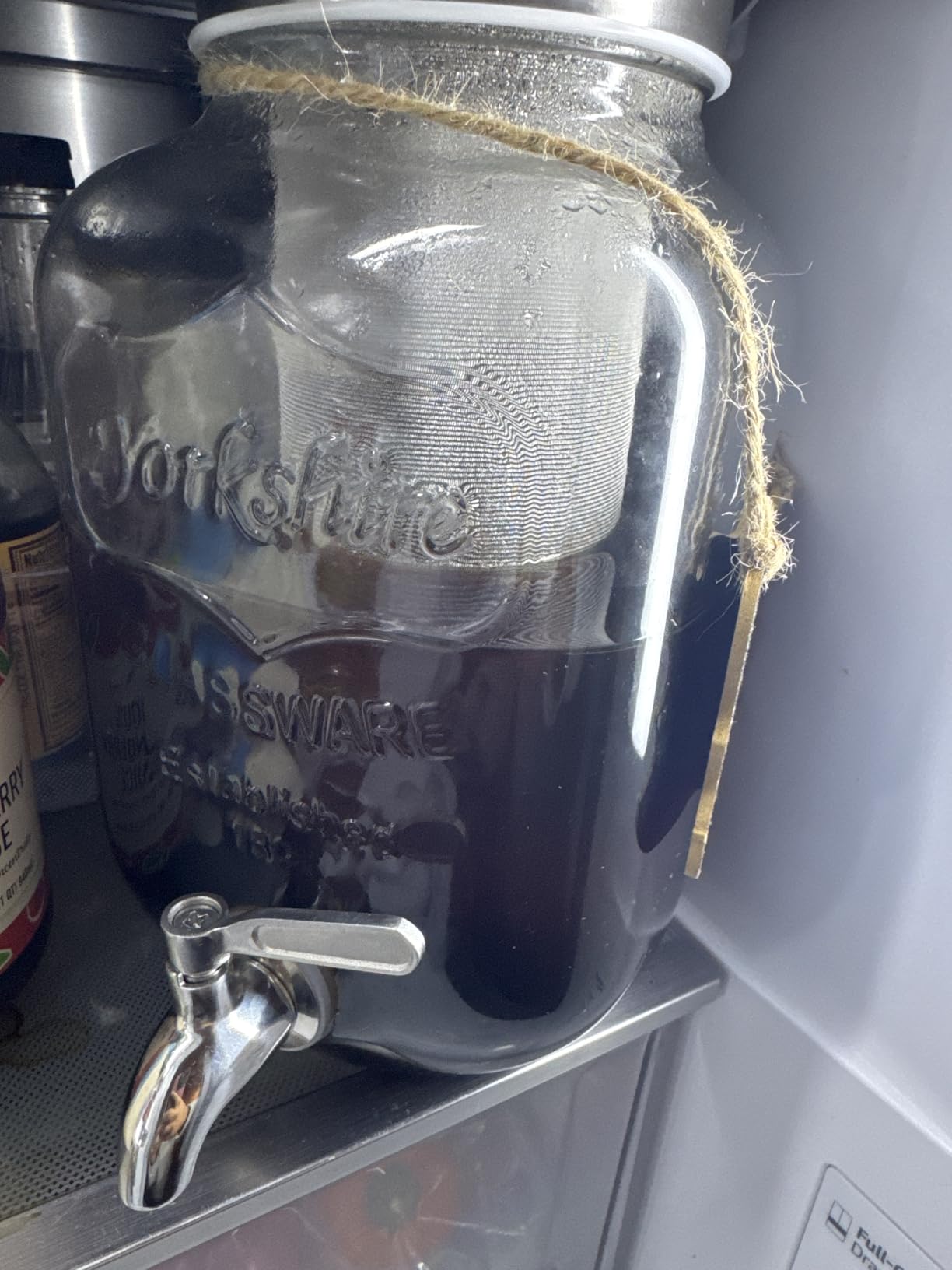 1 Gallon Cold Brew Coffee Maker - 3rd Generation Fine Mesh Filter - Stainless Steel Spigot - Extra Thick Large Glass Mason Jar Drink Dispenser Carafe, Iced Coffee Maker & Sun Tea Pitcher with Infuser. customer photo 2