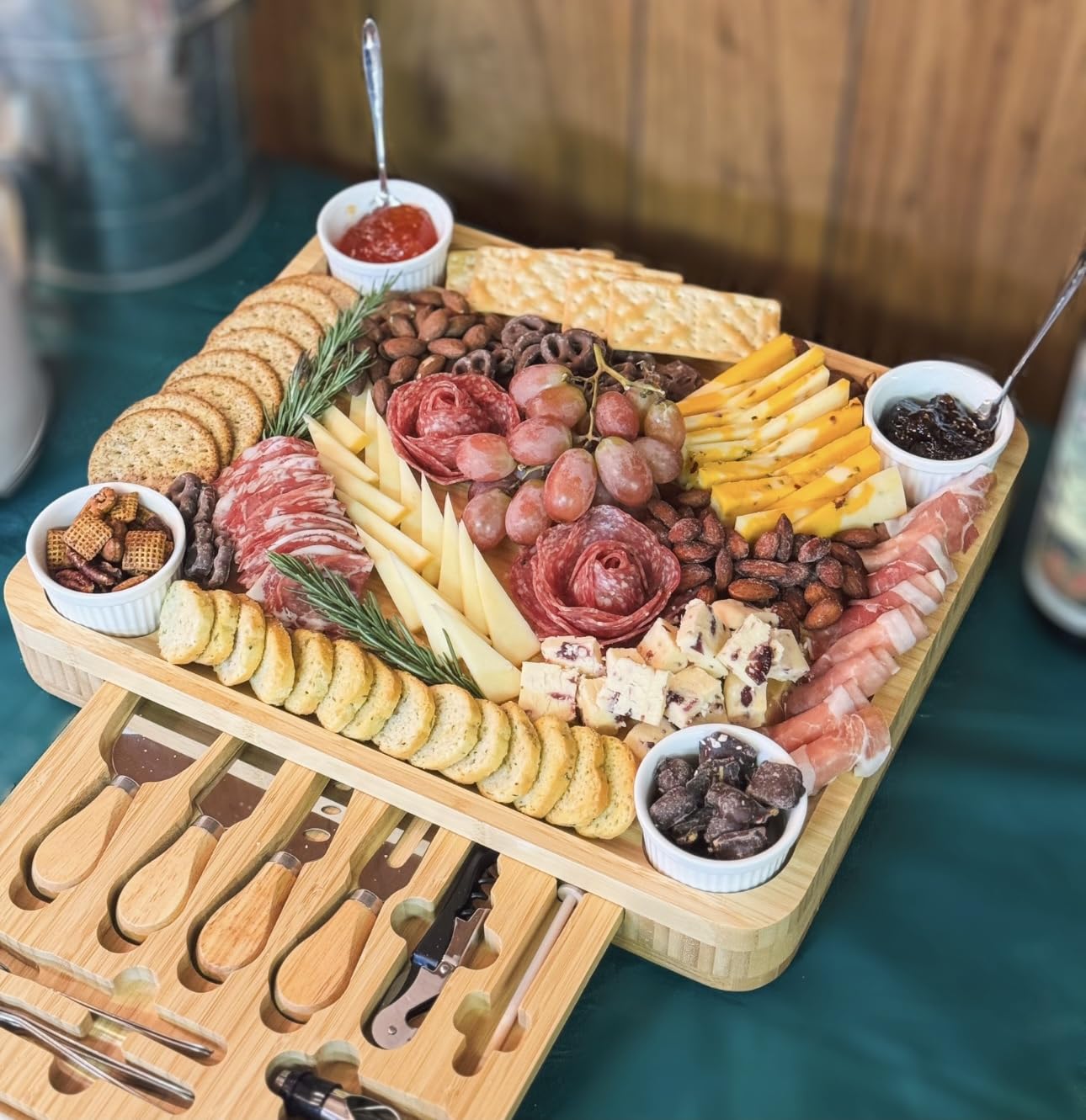 Charcuterie Boards Set - Large Bamboo Cheese Board & Platter with Charcuterie Accessories, Housewarming Gifts for New Home, Christmas, Bridal Shower, New House Gift customer photo 2