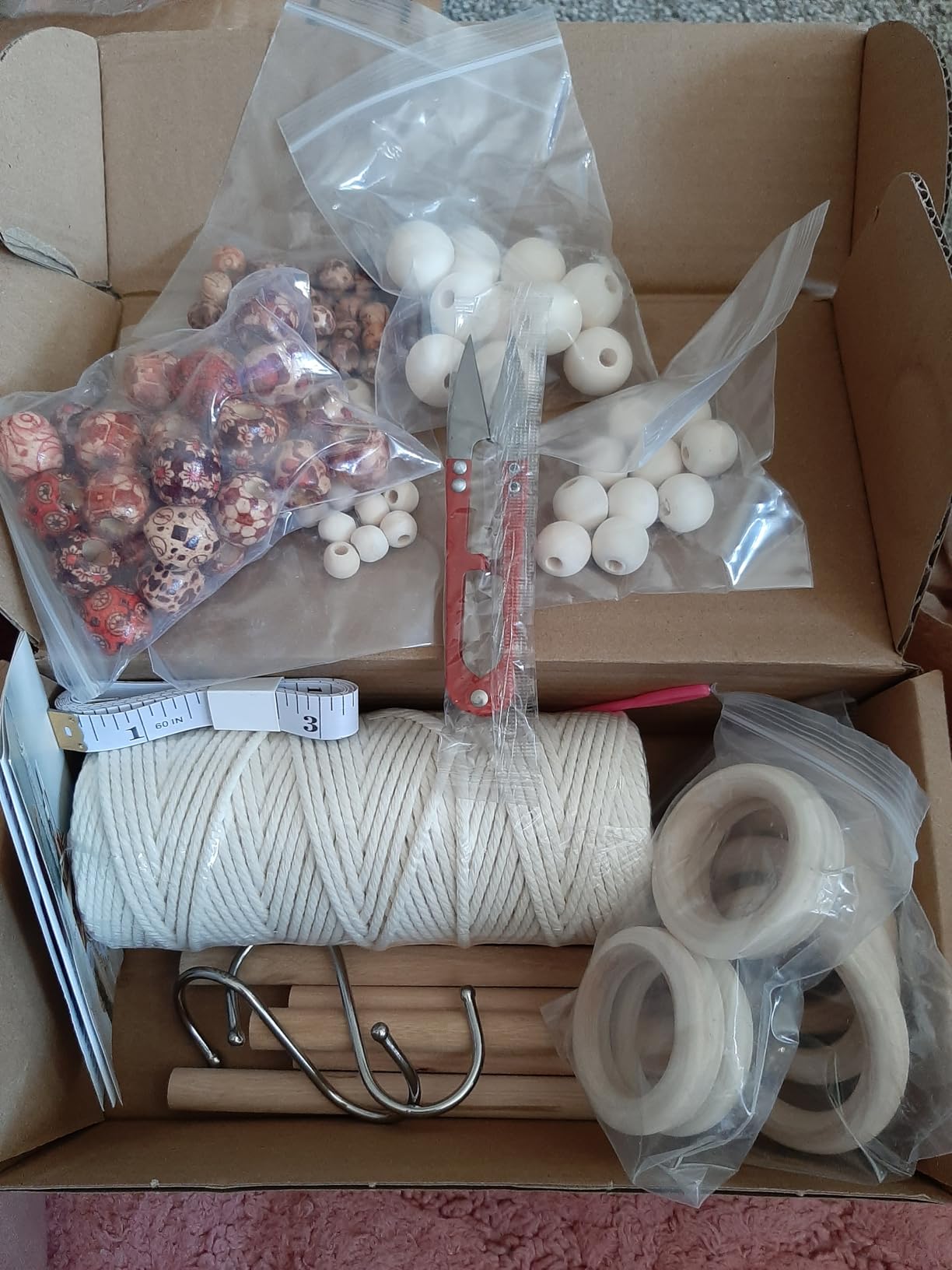 Hdviai Macrame Supplies - 3mm x 109Yards Macrame Cord for Adults Beginners Kit, with Accessories Like 110Pcs Beads and 40Pcs Wooden Rings for Plant Hanger customer photo 2