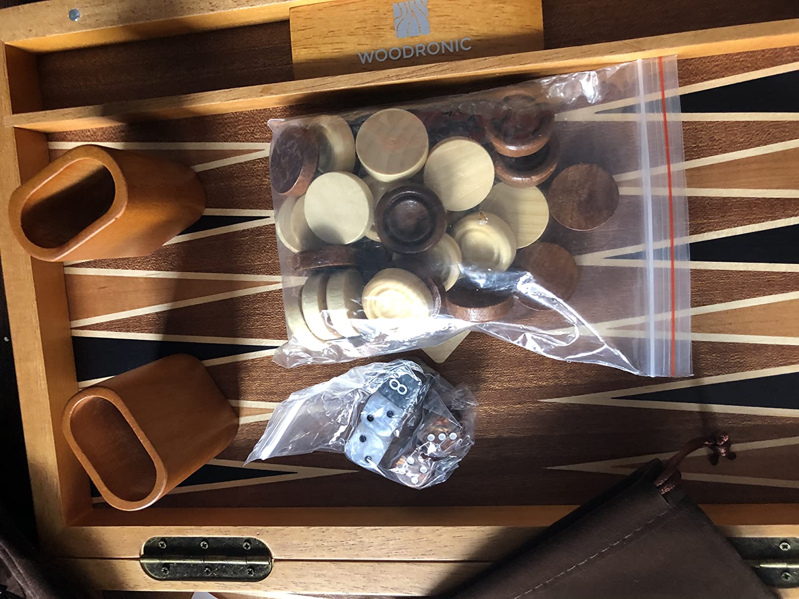 Wooden Backgammon Set for Adults - 19 Inch Classic Board Game Case - Premium Folding Backgammon Set with Wooden Playing Pieces, Dices - Large Wood Inlaid Travel Backgammon Game Set for 2 Players customer photo 1