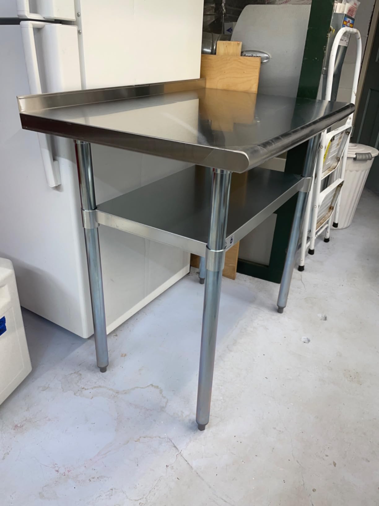 ROCKPOINT Stainless Steel Table for Prep & Work with Backsplash 30x60 Inches, NSF Metal Commercial Kitchen Heavy Duty Table with Adjustable Under Shelf and Table Foot for Restaurant, Home and Hotel customer photo 1