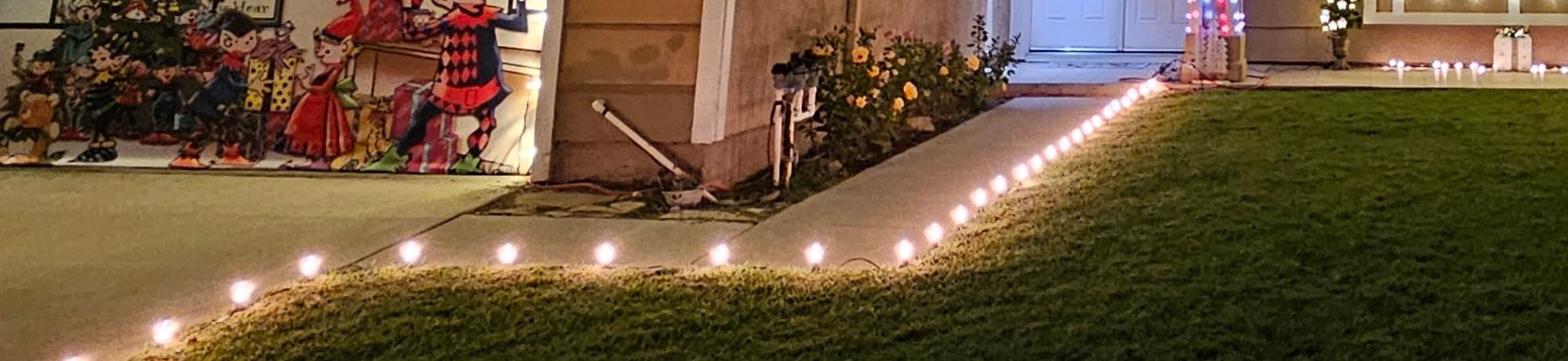 C9 Christmas Lights Outdoor, 51.4 Ft 40 Bulbs Christmas Pathway Lights Clear | C9 String Lights with Stakes, Connectable Waterproof Walkway Lights for Christmas Decorations on Driveway, Sidewalk and Yard customer photo 2