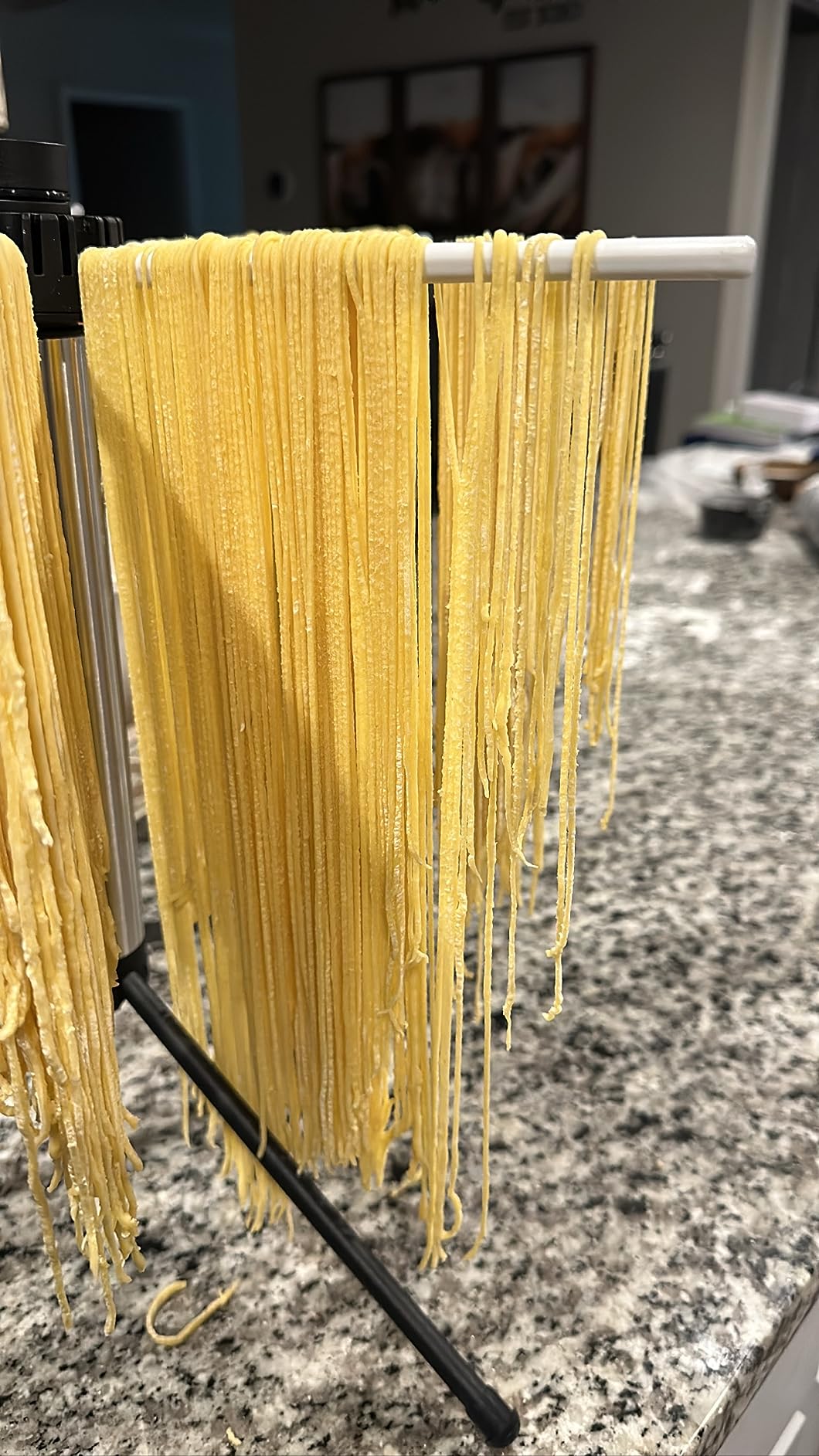 KITCHENDAO Collapsible Pasta Drying Rack, Compact for Easy Storage, Quick Set up, Foldable Pasta Dryer Rack Spaghetti Noodle Hanger, Detachable for Easy Cleaning, Rotary Arms, Hold up to 5 lbs customer photo 2