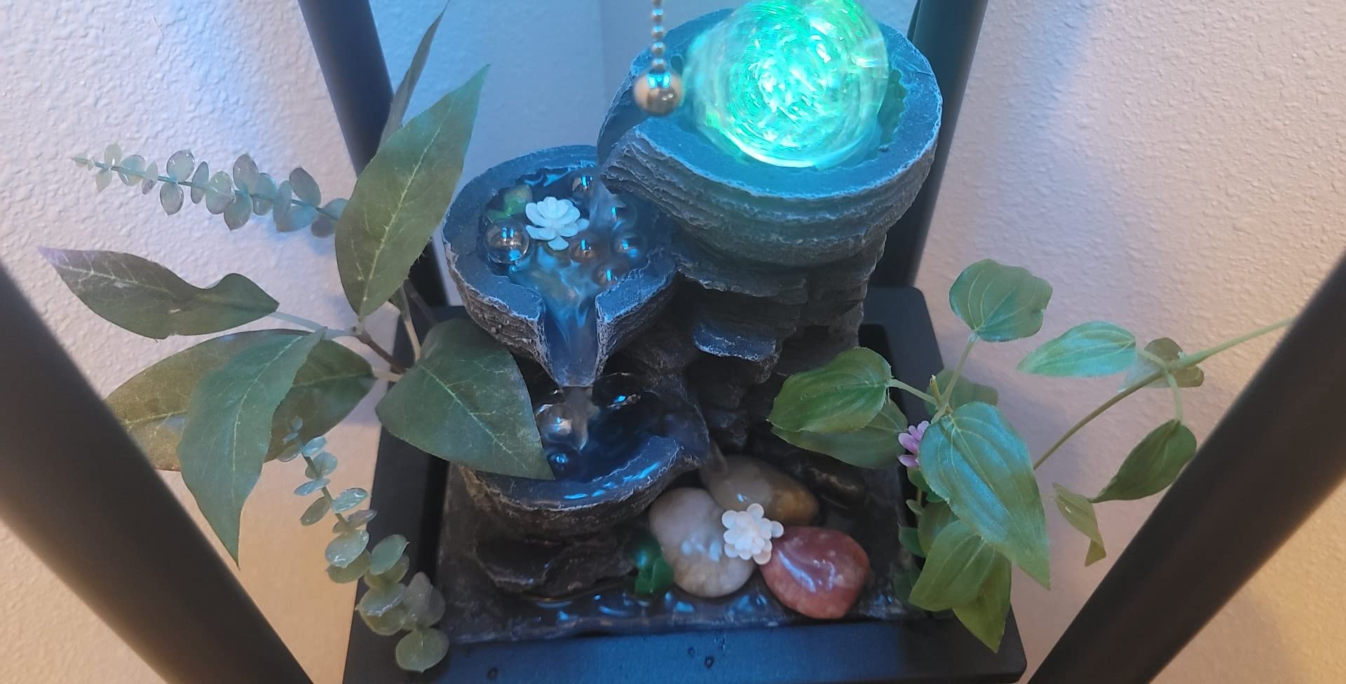 Dyna-Living Indoor Water Fountains Tabletop Water Fountain with Warm Light | Zen Water Fountain Indoor for Relaxation, Desk Zen Waterfall Feature for Home & Office Decor, Quiet Pump customer photo 1