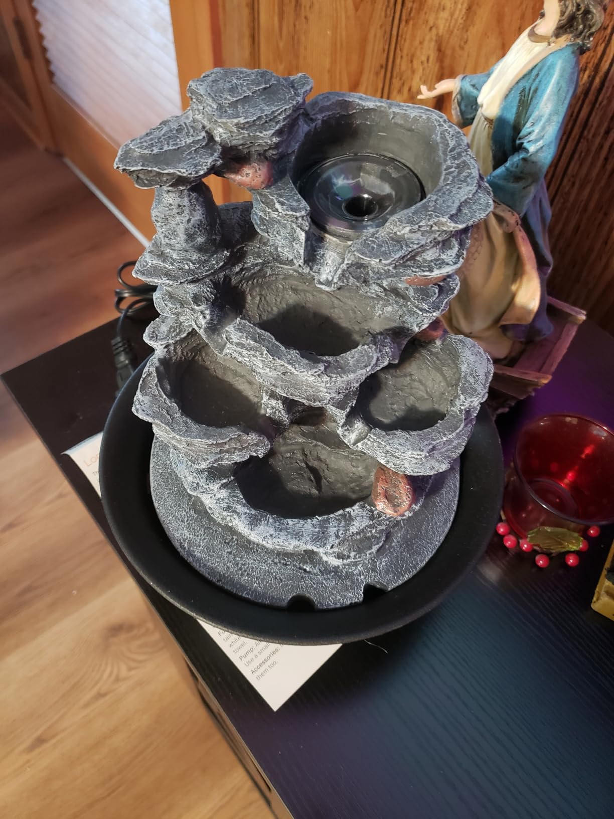 Dyna-Living Indoor Water Fountains Tabletop Water Fountain with Warm Light | Zen Water Fountain Indoor for Relaxation, Desk Zen Waterfall Feature for Home & Office Decor, Quiet Pump customer photo 2