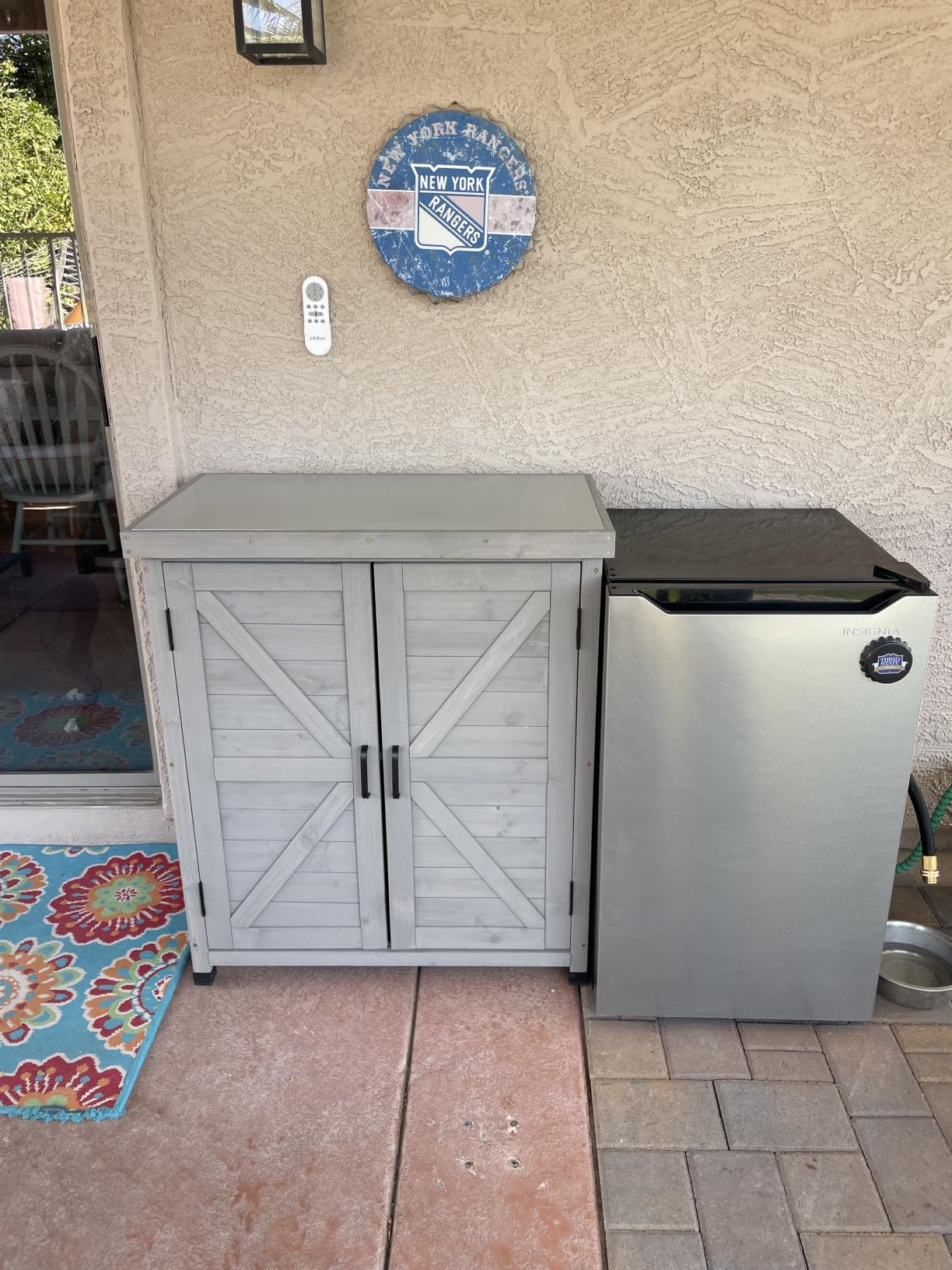 Outdoor Storage Cabinet & Potting Bench Table with Metal Top, Wooden Patio Furniture, Garden Workstation (Classic Grey, 36x31x17in) customer photo 2