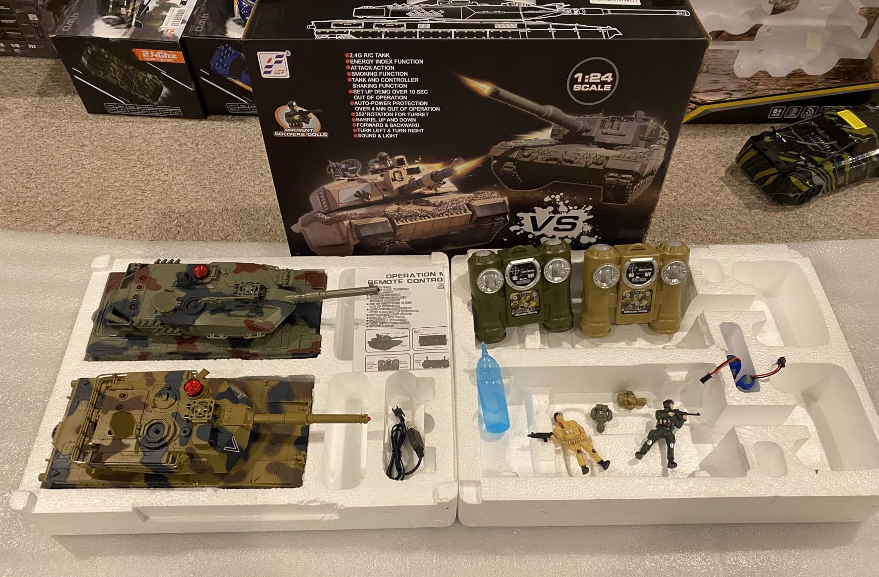 Supdex 1/24 RC Battle Tank Set, Remote Control USA M1A2 and Ger Leopard II Army Toy that Shoots, 2.4G Tank Model Toy for Boys Age 8+ Year Old with Sound Effects, Lights and Smoke customer photo 1