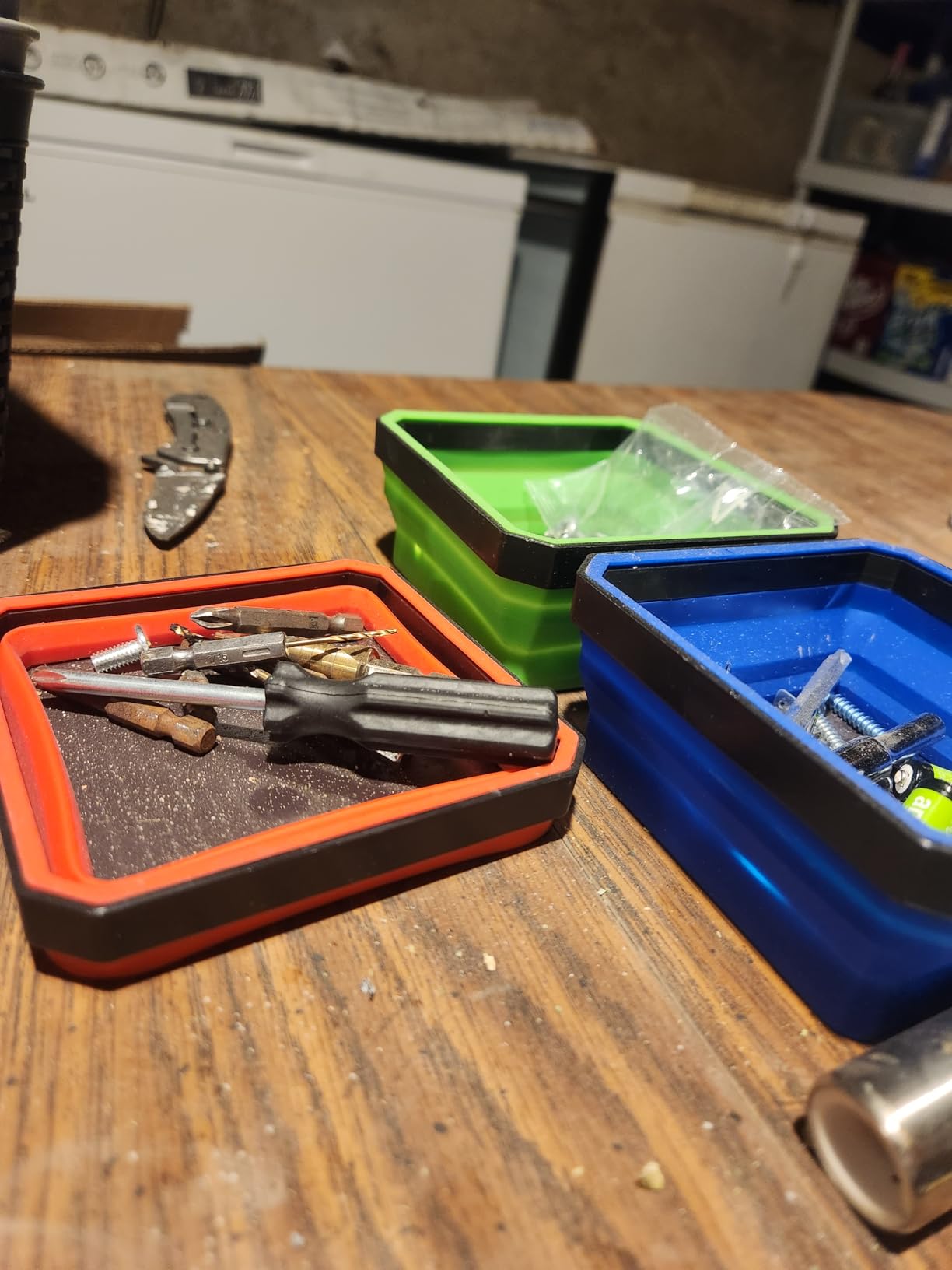 PR1ME Collapsible Magnetic Parts Tray Set, Foldable Magnetic Tray, 3 Pieces 4.25 inch Square Silicone Bowls with Magnetic Base Stores and Organizes Small Parts and Tools customer photo 1