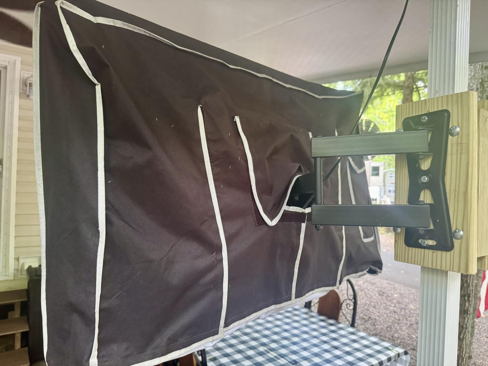 Garnetics Outdoor TV Cover 55 Inch Weatherproof Waterproof - 600D Heavy Duty for Outside 55, 55 Inch TV Cover Outdoor Enclosure with Bottom & Remote Pocket, Fits 52-55 Flat Screen customer photo 2