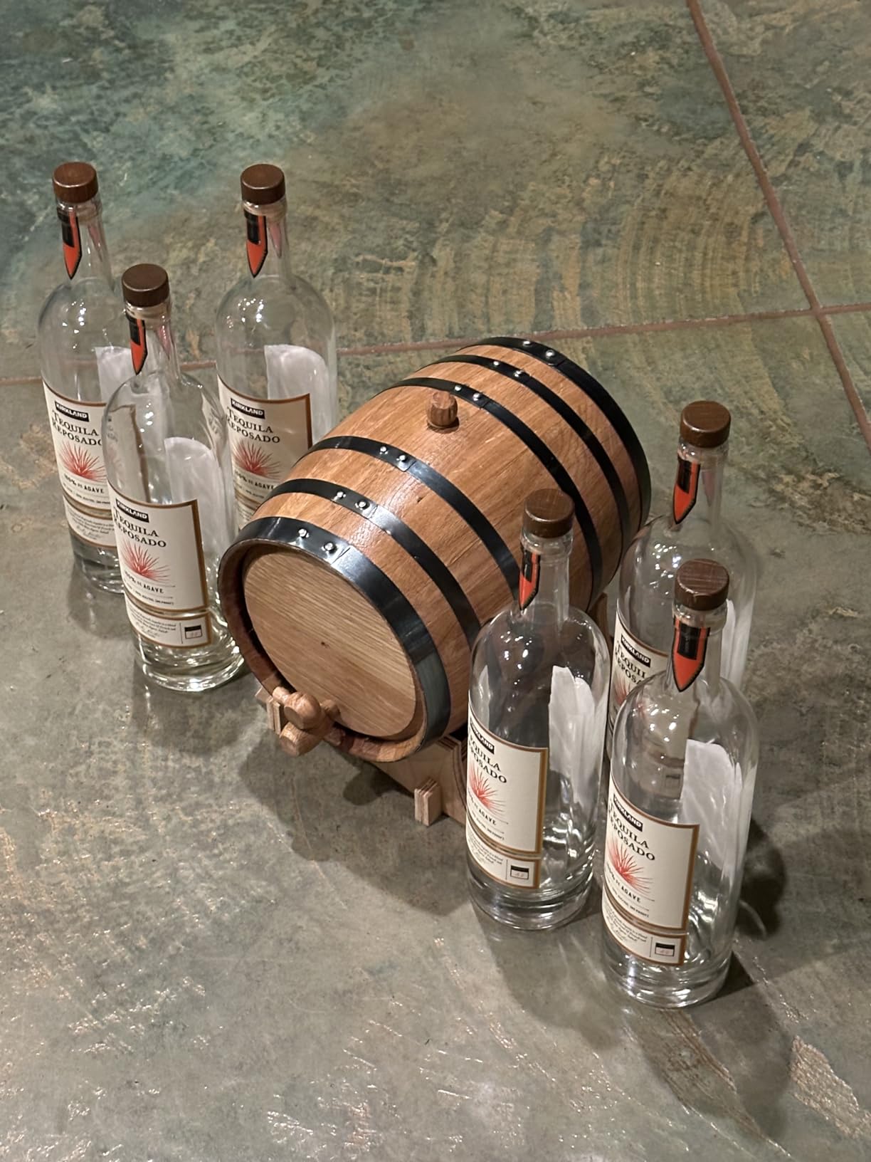 1 Gallon Oak Aging Barrel, 5 Liter Wooden Whiskey Barrel with Stand customer photo 2