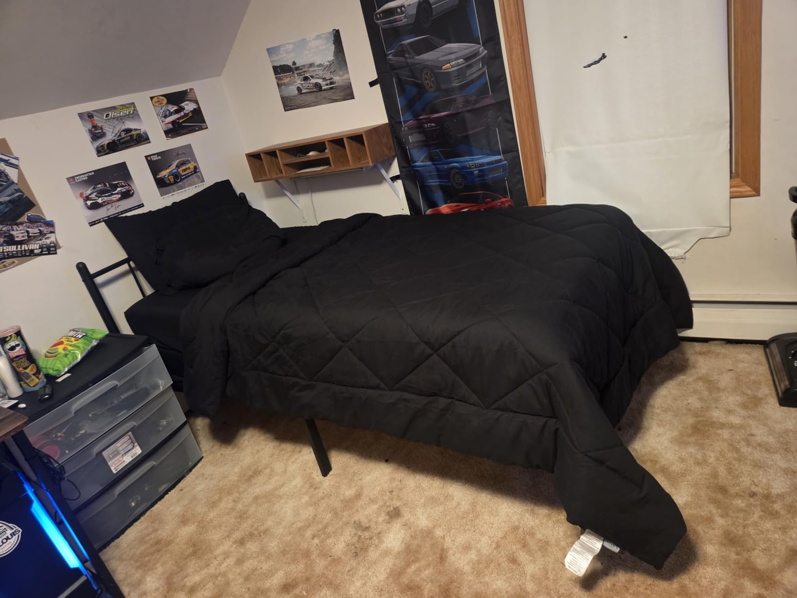 Love's cabin King Size Comforter Set Black, 7 Pieces King Bed in a Bag, All Season Bedding Sets with 1 Comforter, 1 Flat Sheet, 1 Fitted Sheet, 2 Pillowcase and 2 Pillow Sham customer photo 1