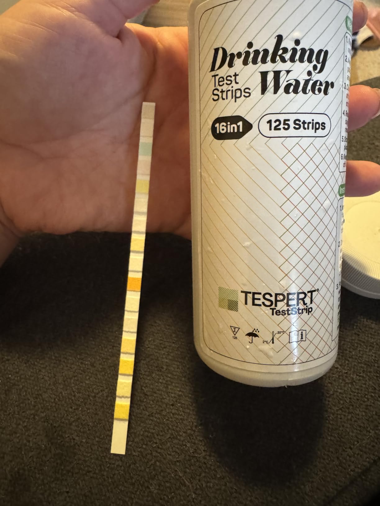 TESPERT Drinking Water Test Strips 125ct, Lead Home Tap Well Water Test Kit | 30s Quick Screening 16 in 1 Water Tester for Lead, Nickel, Nitrate, Iron, Copper, Hardness, pH, Alkaline, Chlorine & More customer photo 1
